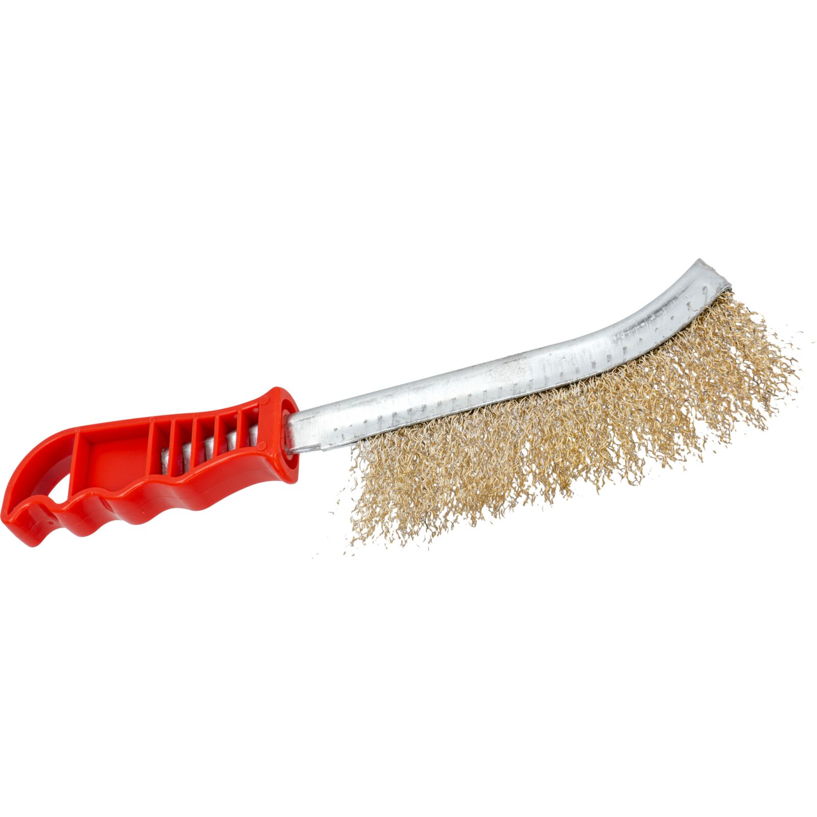 Wire Brush. Steel Wire Coated with Brass. Handle - Röd Plastic Label On.
