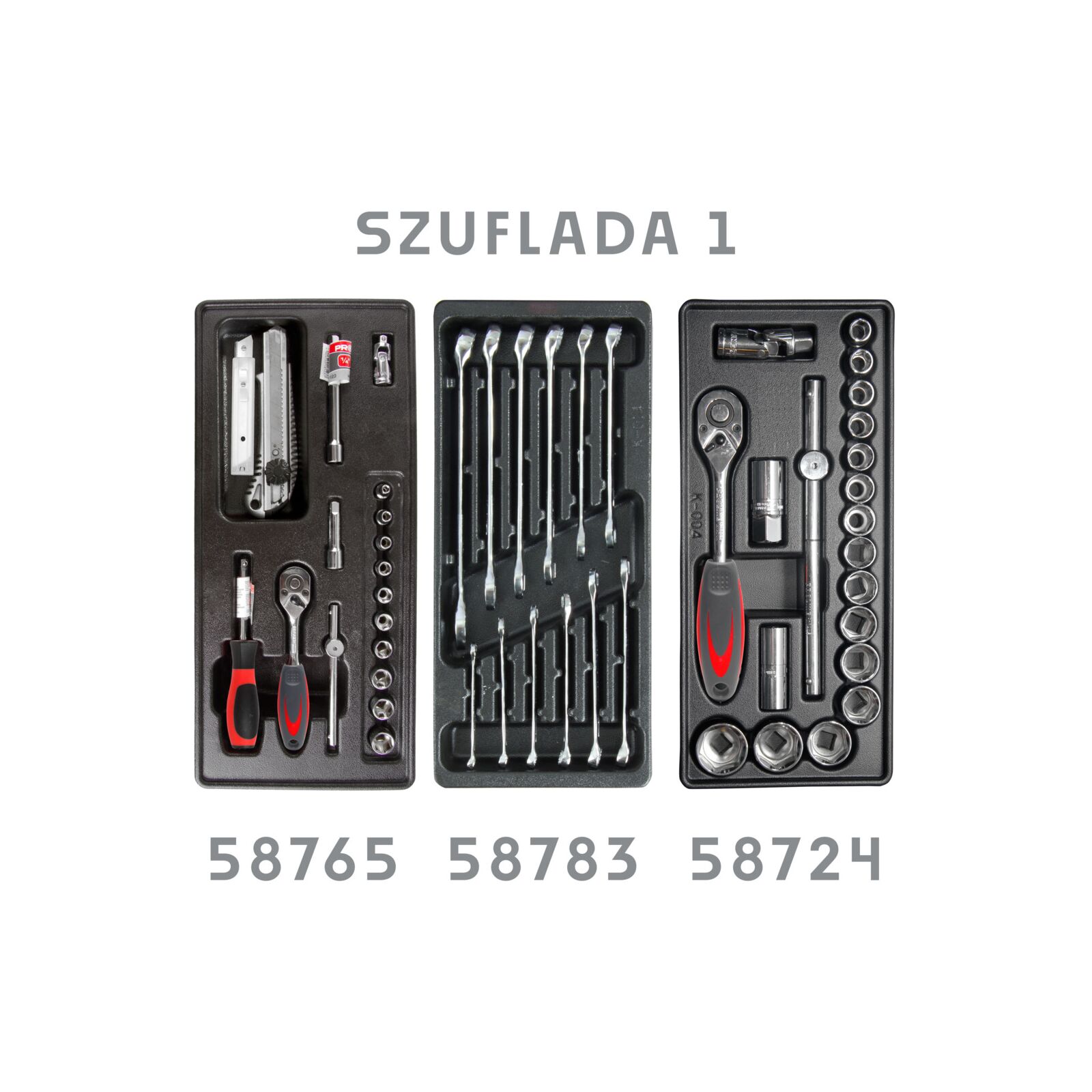 Tool Cabinet 7 Drawers 79 x 49 x 101 cm, 0.8 mm Steel, 211 Tools, Central Lock, Parking Brake, Proline
