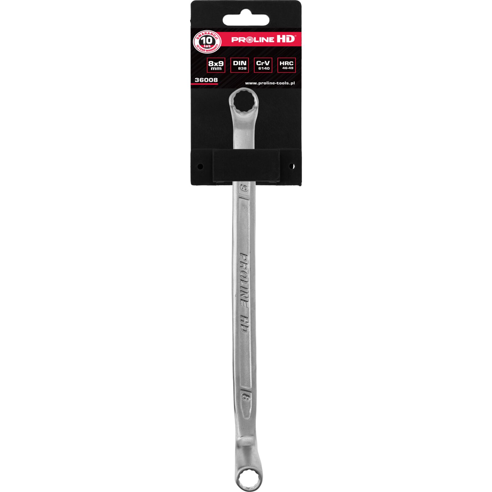 Box Wrench with Offset 8 x 9 mm, 3/8 Bit Socket, Chrome Vanadium, Proline HD