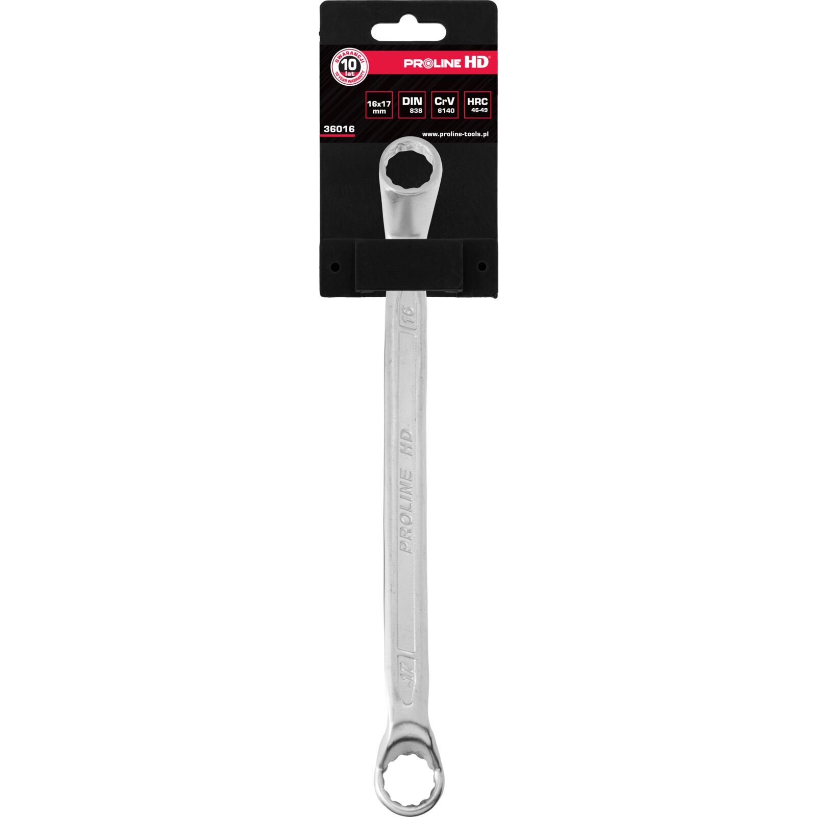 Ringnyckel Offset 16 x 17 mm, 3/8 Bitshylsa, Kromvanadium, Proline HD