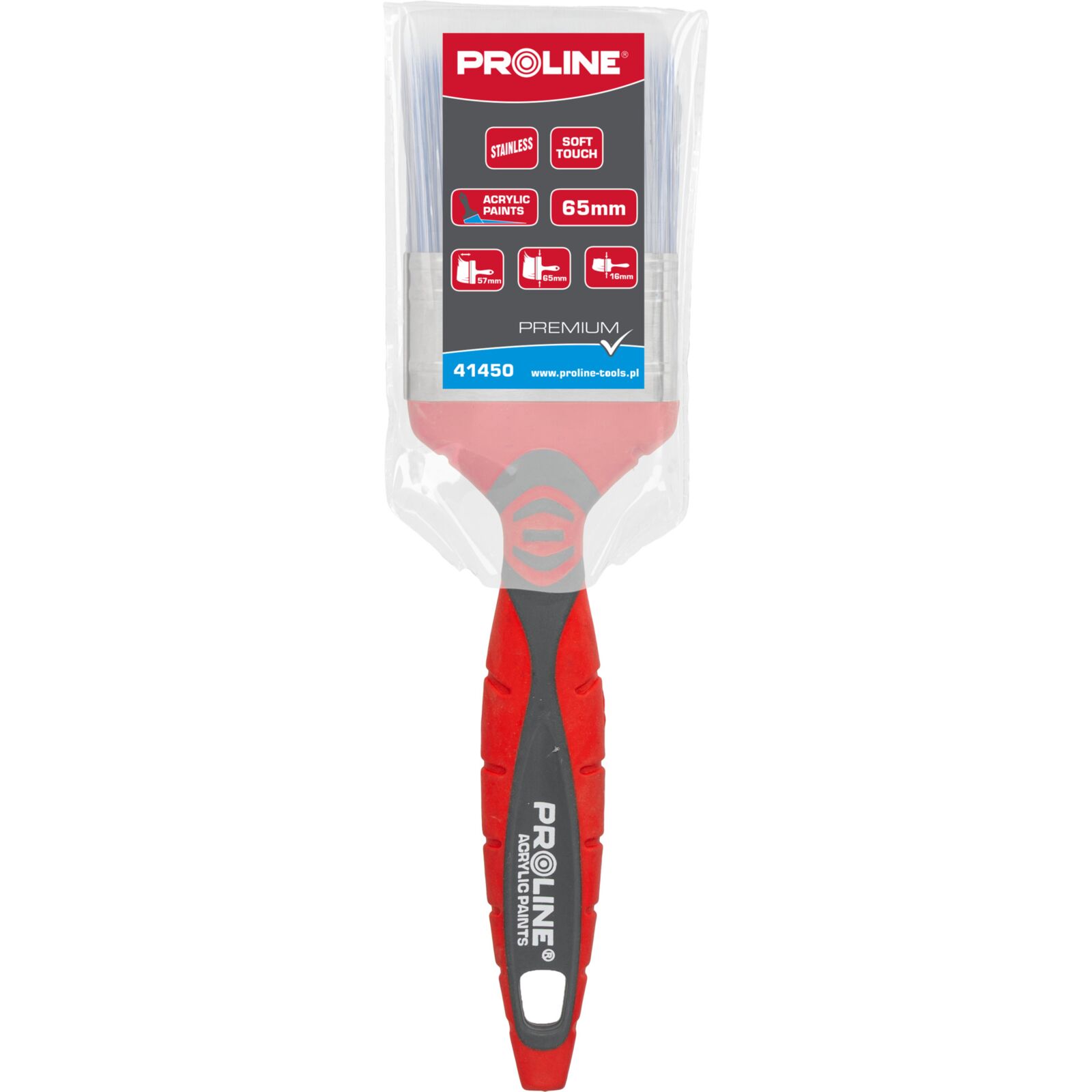 Flat Paintbrush Premium 65 mm, 2C-TPR, SS, Acrylic Paints, Proline