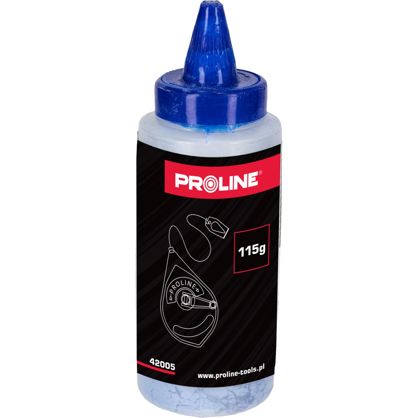 Chalk Line Relief. Plastic Bottle with Yellow Cap 115G Blue.