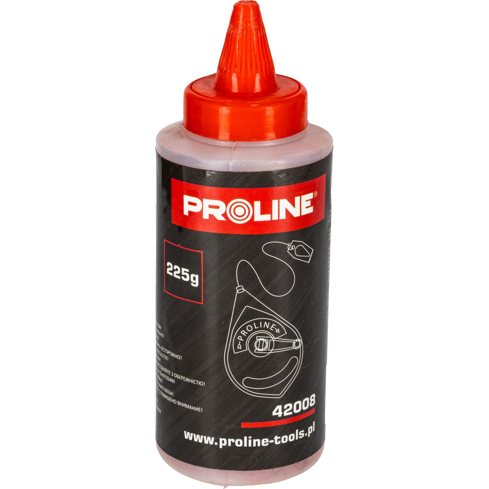Red Chalk Line Refill 225g, Plastic Bottle with Yellow Cap, Proline