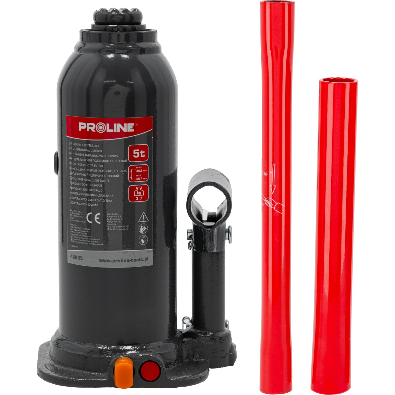 Hydraulic Jack 5T, 216-413 mm (4.3 kg), Proline