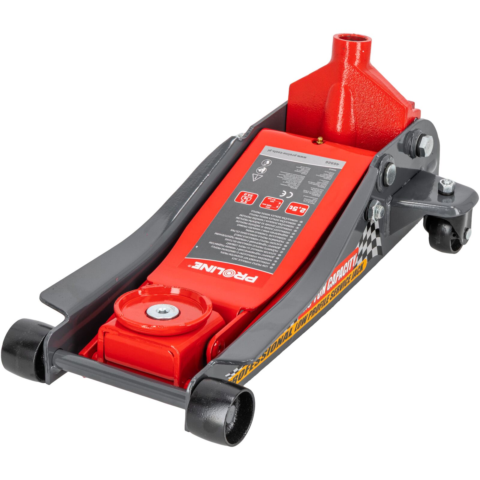 Hydraulisk Domkraft 2.5T Låg Profil, 89-457 mm, 34.8 kg, CE, Proline