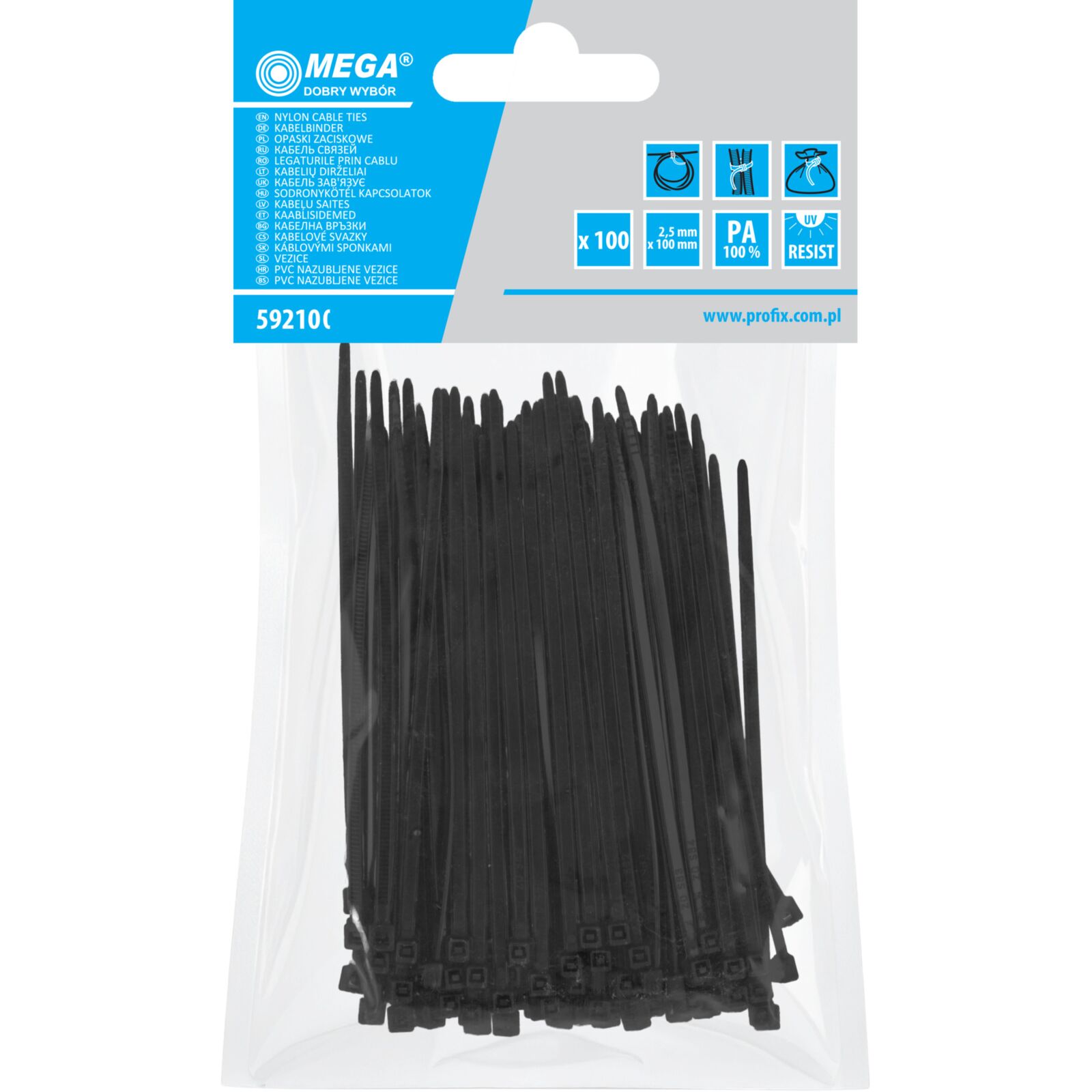 Black cable ties 2.5 x 100 mm, 100 pcs