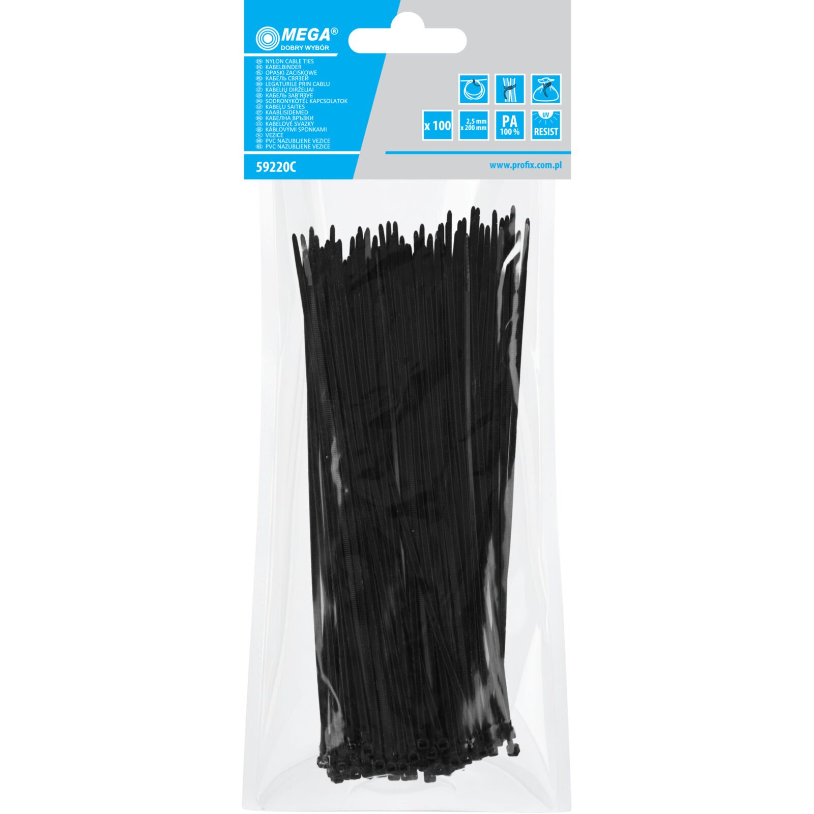 Svarta buntband 2,5 x 200 mm, 100 st