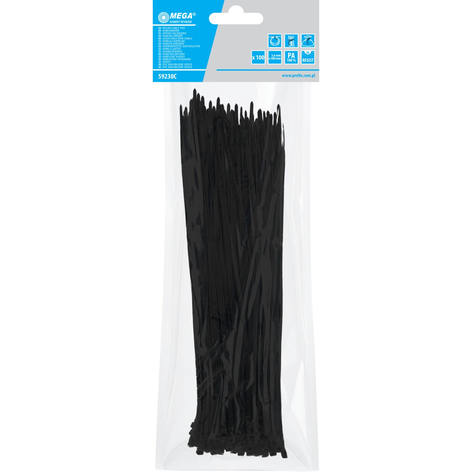 Black cable ties 3.6 x 300 mm, 100 pcs