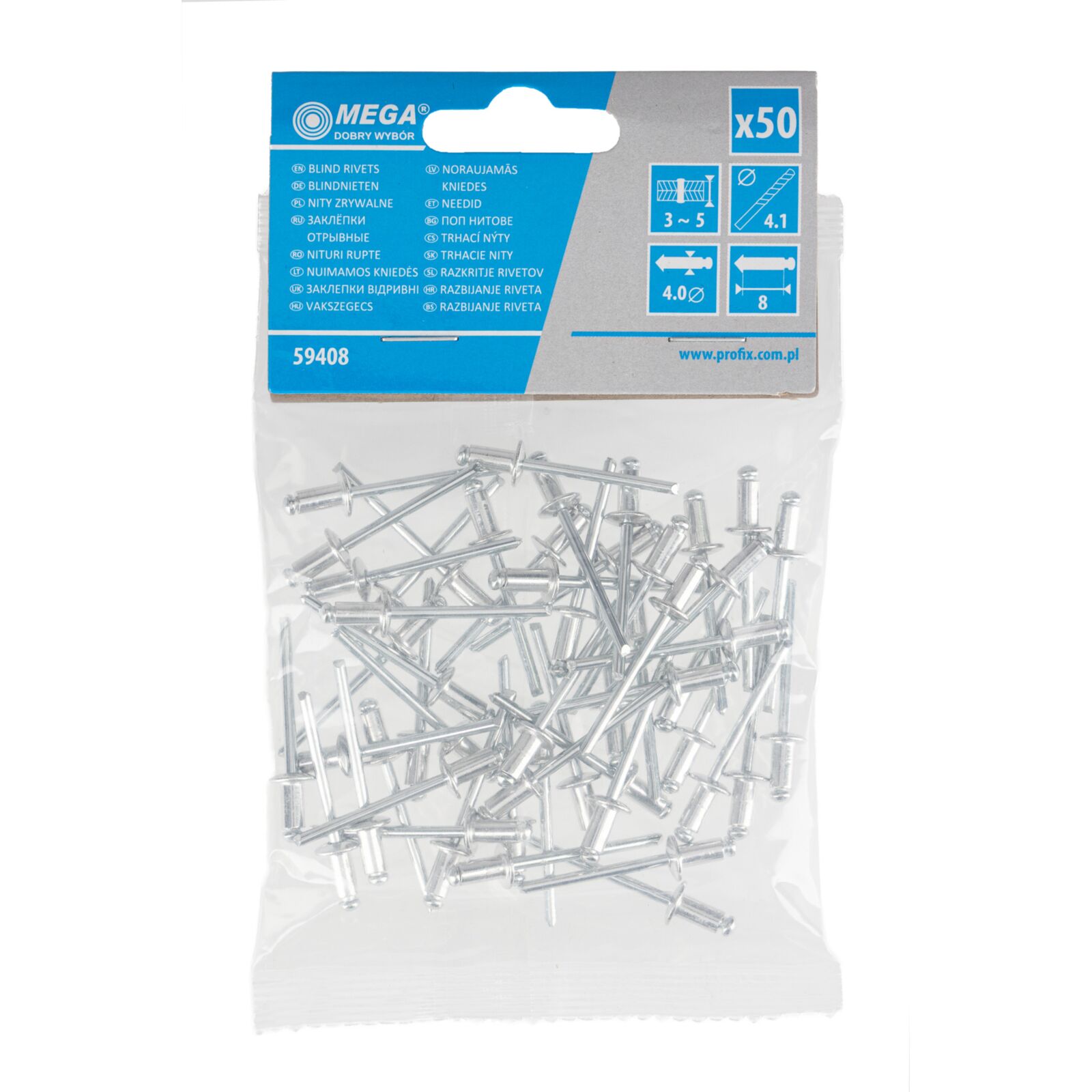 Blind Rivets 4.0x8.0 mm, 50 pcs
