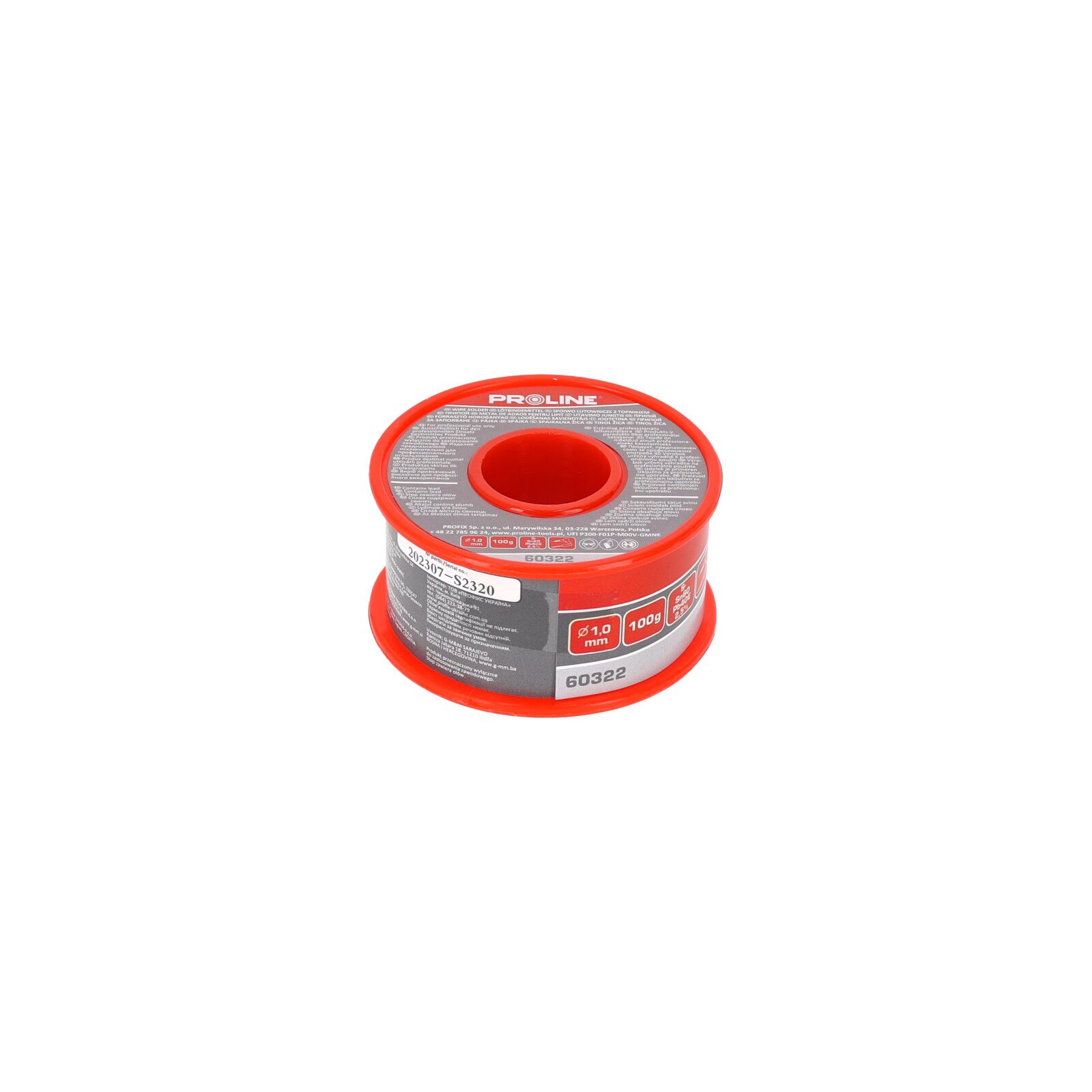 Lödtråd 60/40/2, 5%, Dia=1, 00 mm, 100g, Blister, Proline