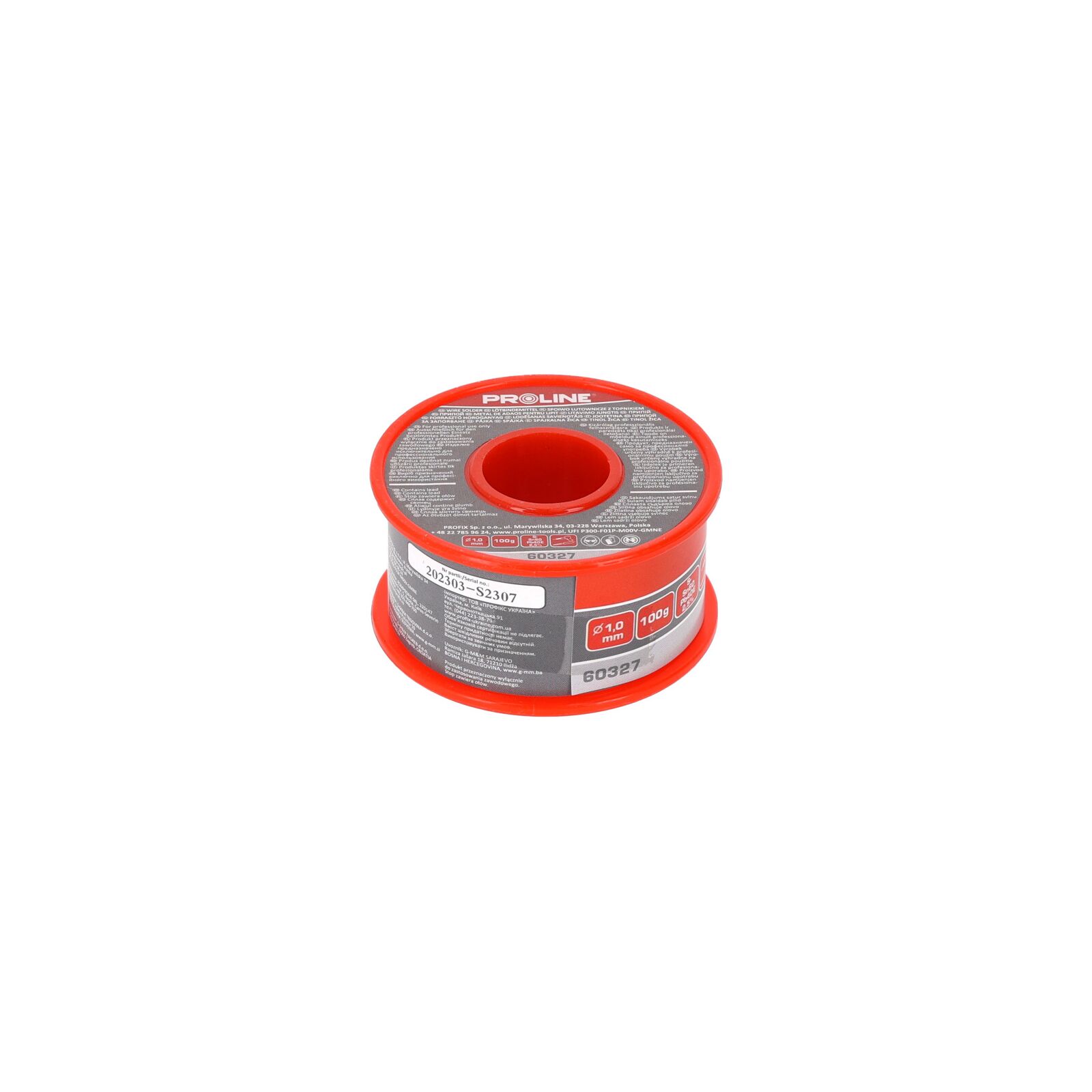 Lödtråd 60/40/2, 5%, Dia=1, 00 mm, 100g Spole, Proline