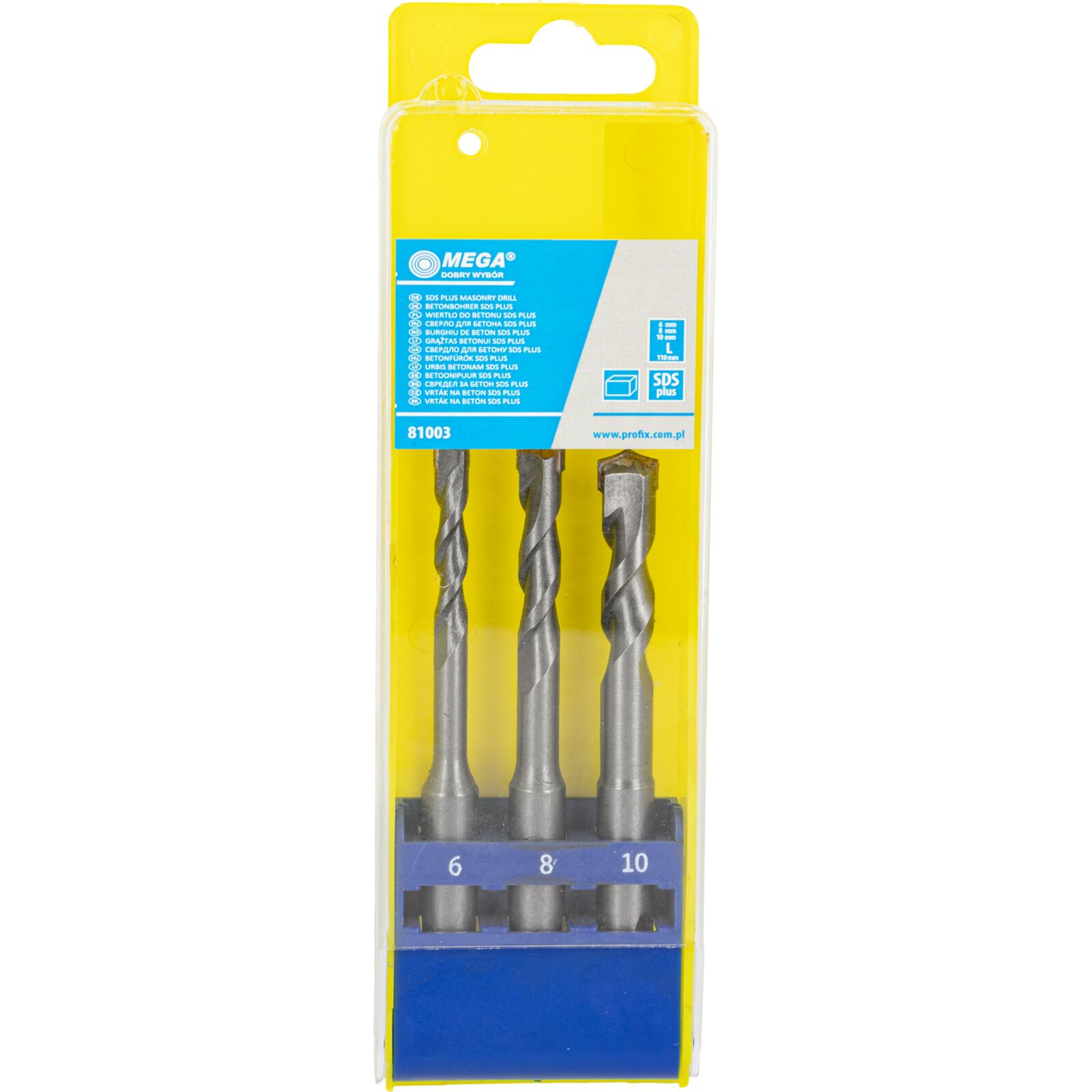 3Pc SDS Plus Hammer Drill set 6, 8 , 10 x 110 mm Plastic Box