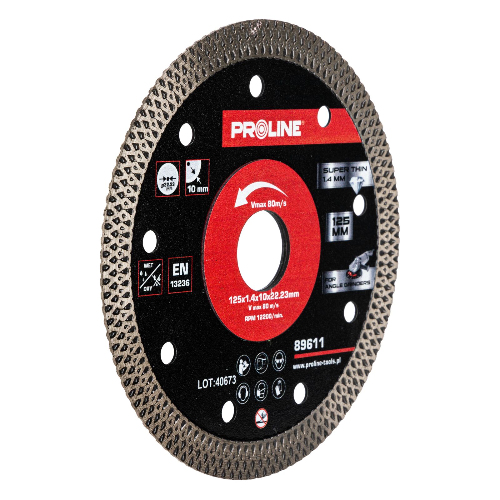 Diamond Cutting Disc Thin 125 mm x 1.4 mm x 10 mm x 22.23 mm, Proline