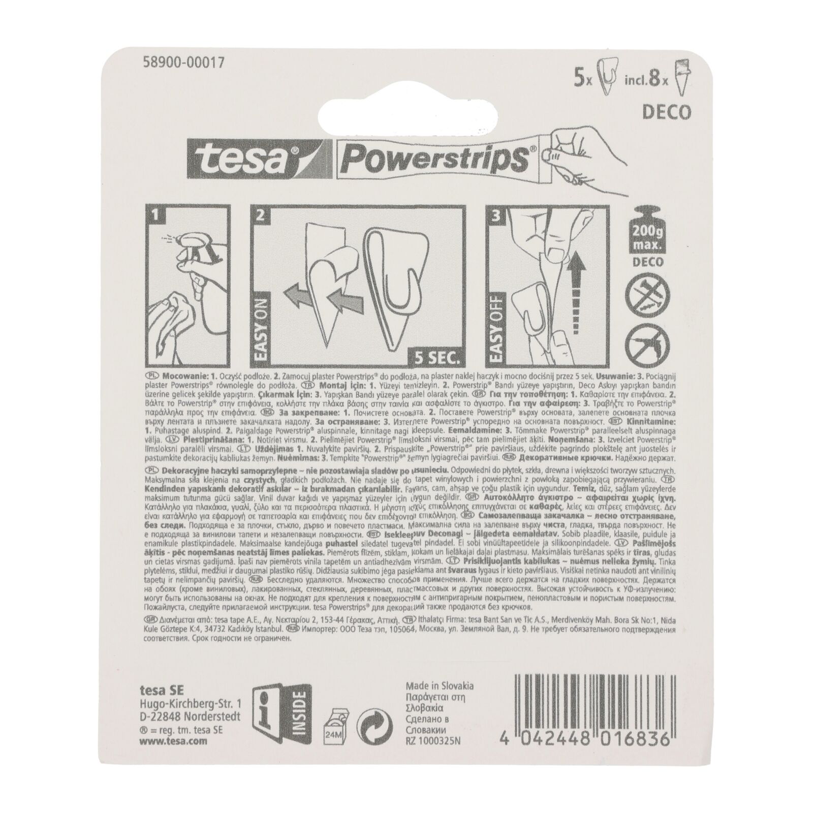 Adhesive hooks Powerstrips 5 pcs | Tesa