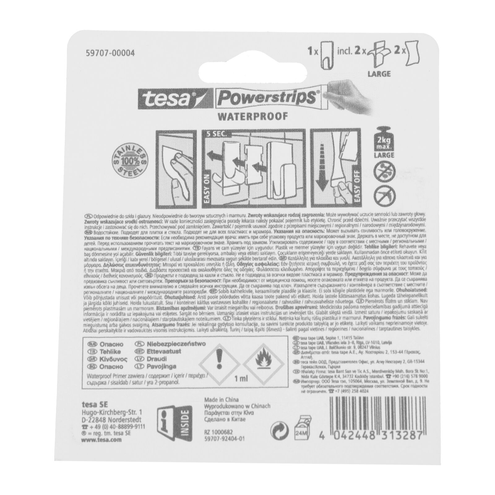 Adhesive hook Powerstrips Waterproof | Tesa