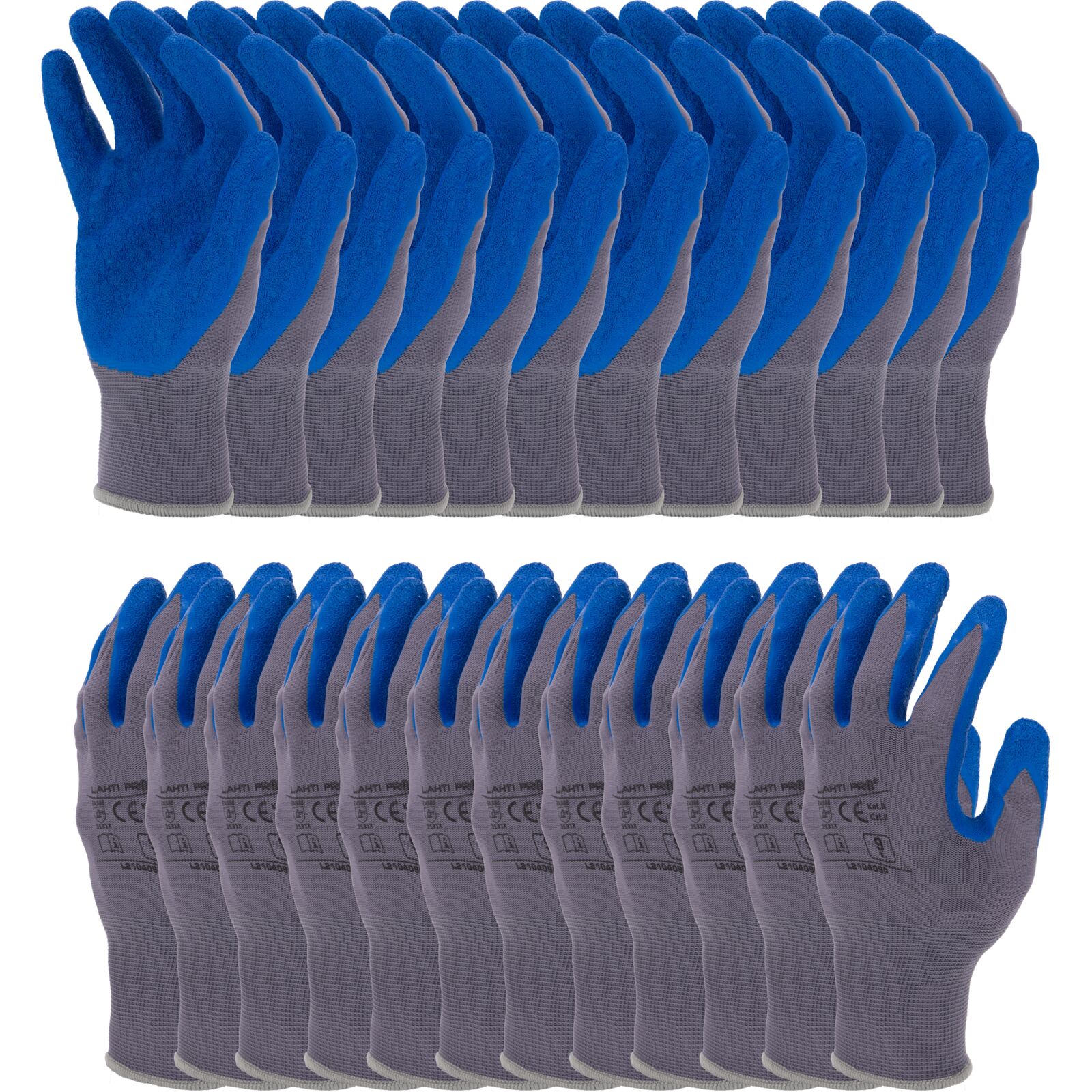 Gloves Latex Blue-Grey L210407P, 12 Pairs, 7 , CE, LAHTI
