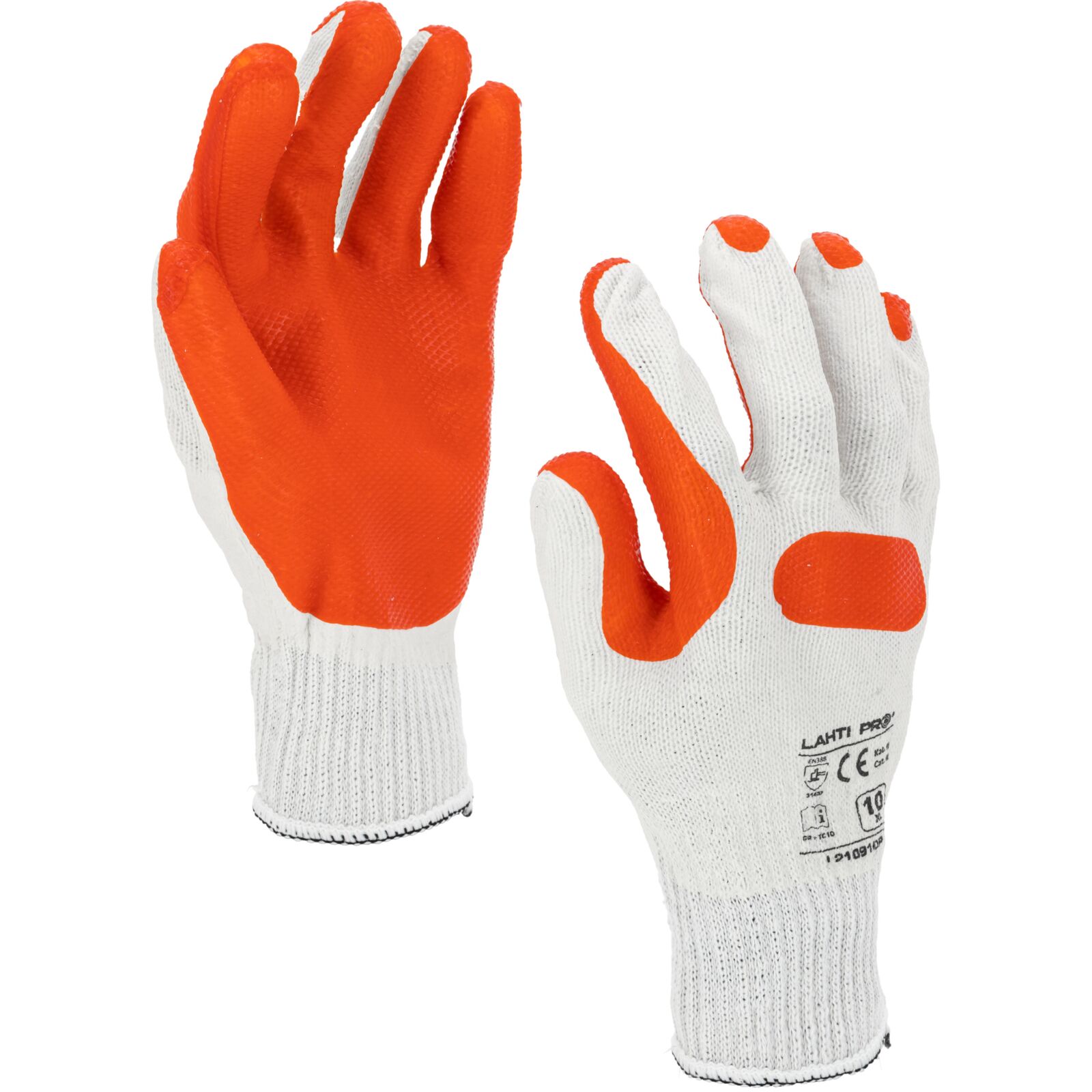 Latexbelagda handskar 12 par storlek 10 CE