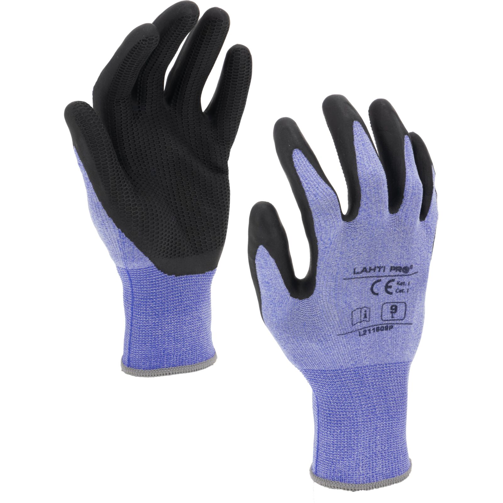 Latex coated gloves black-blue size 11