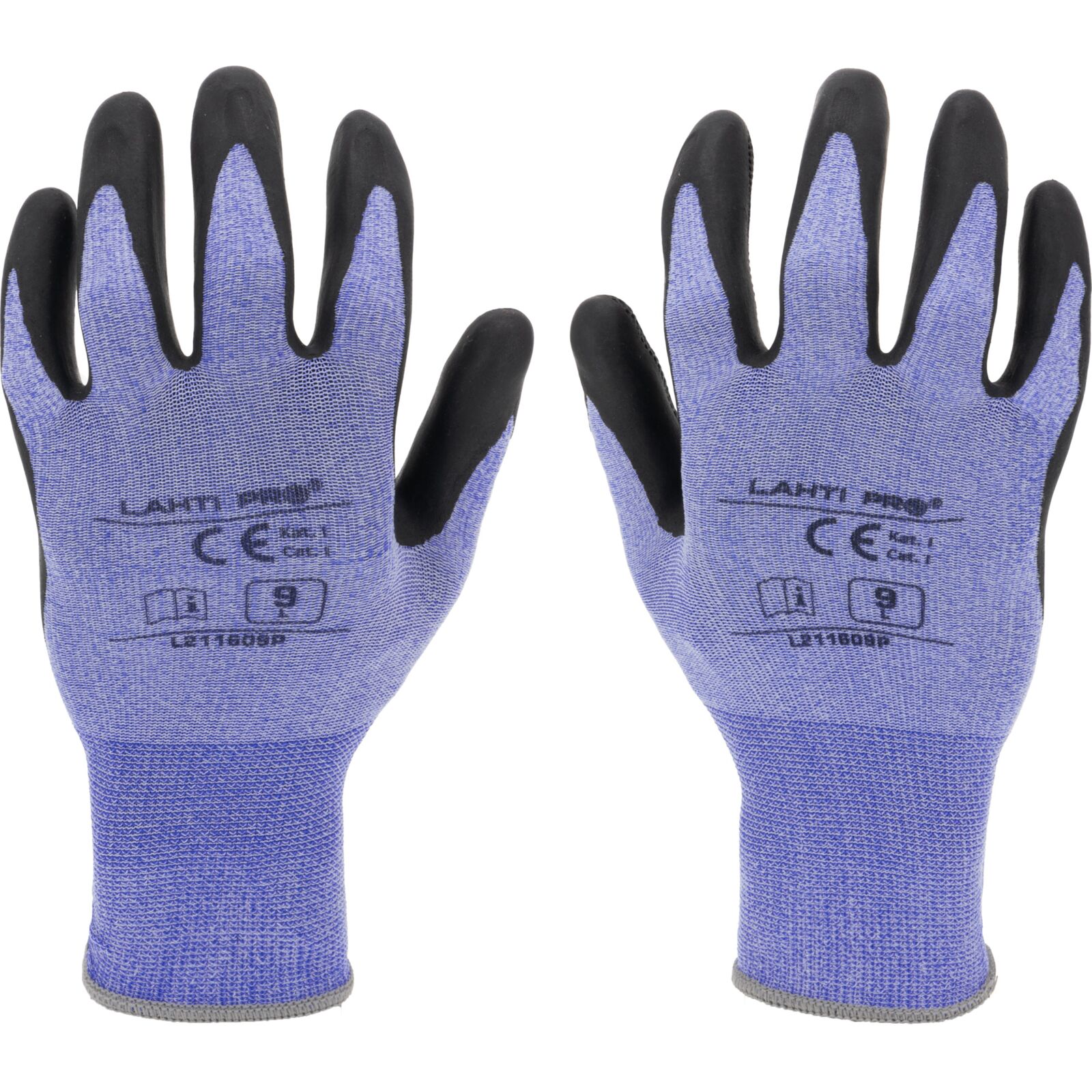 Latex coated gloves black-blue size 11
