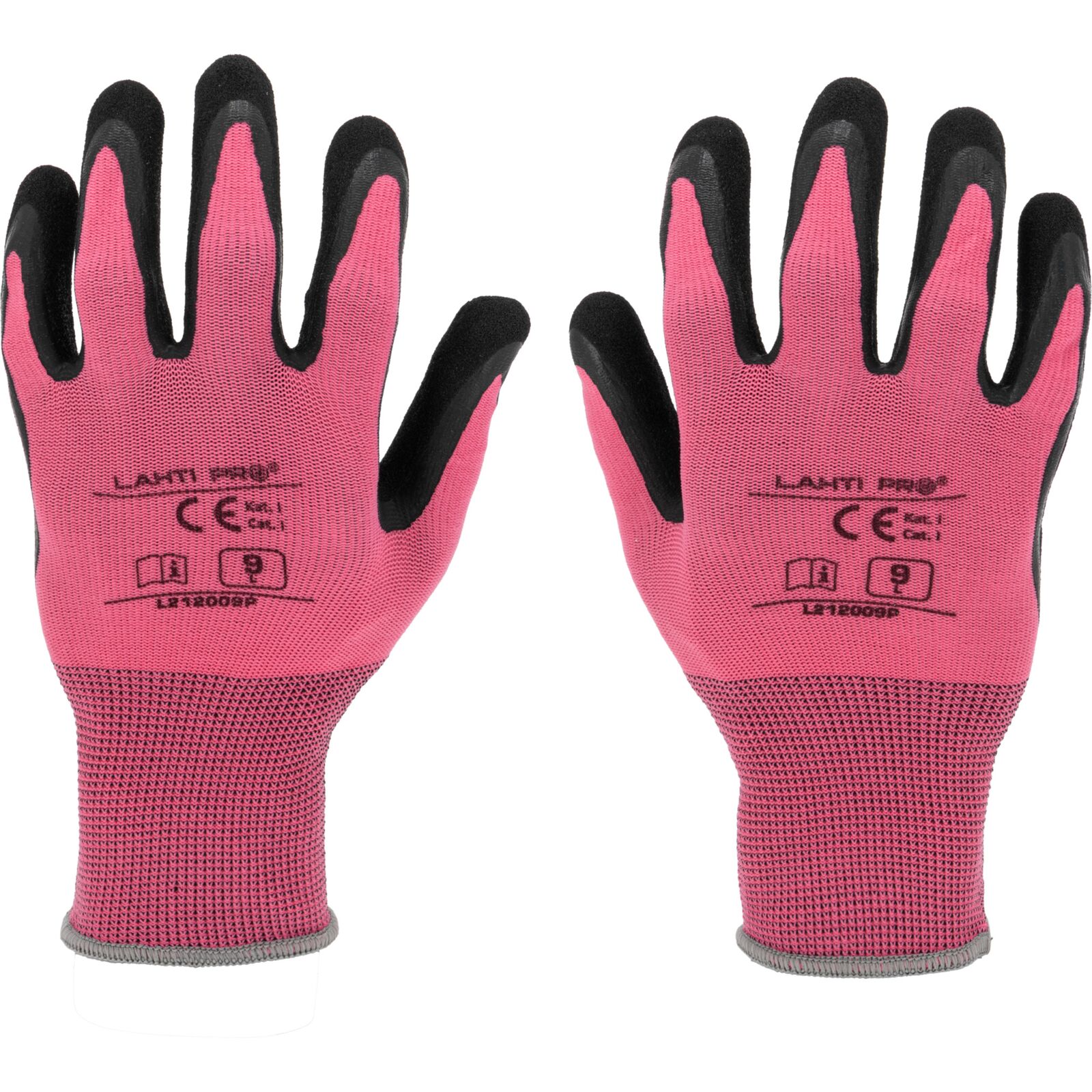 Latexhandskar rosa-svarta storlek 8 CE