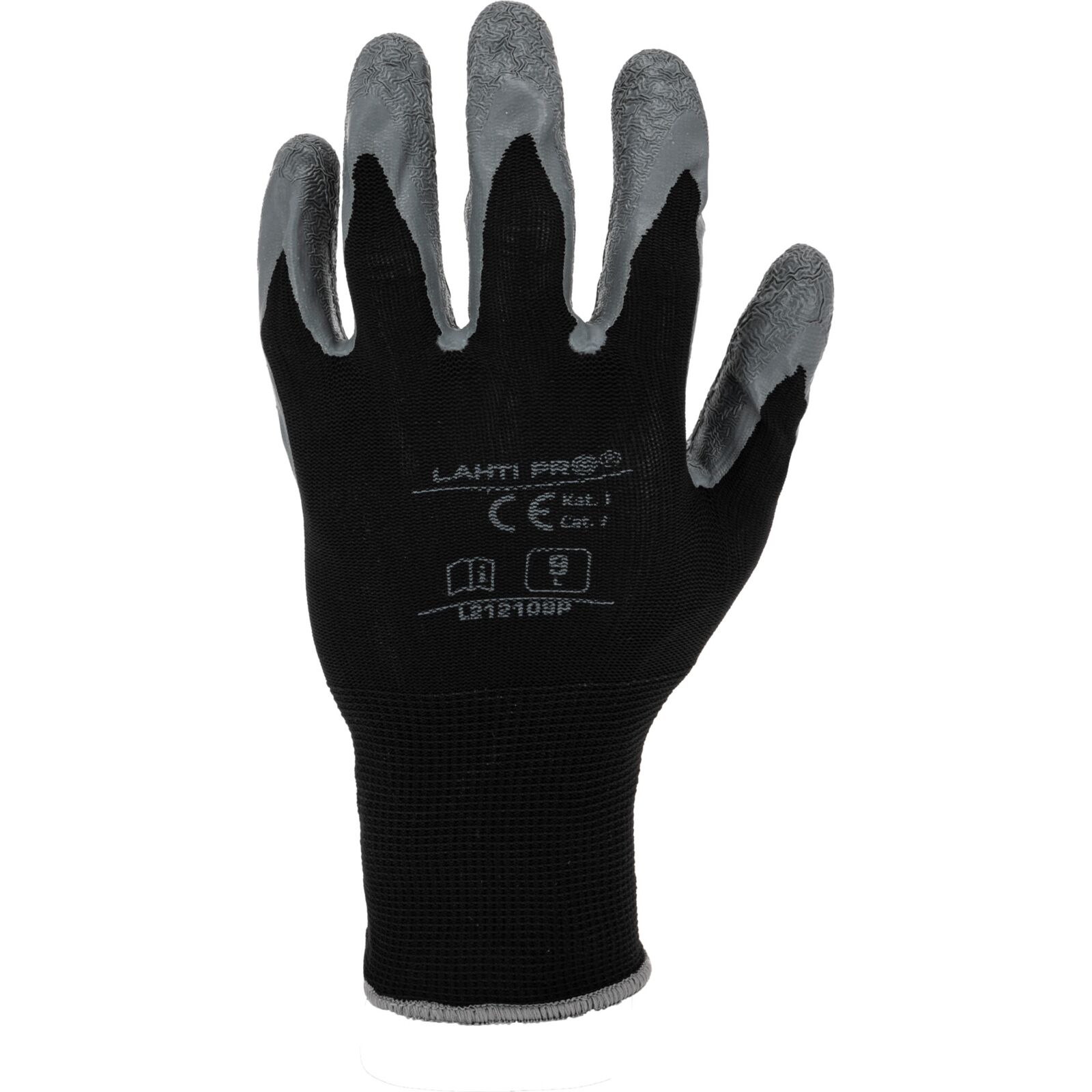 Arbetshandskar 12par LATEX BLACK-GREY, CE, LAHTI