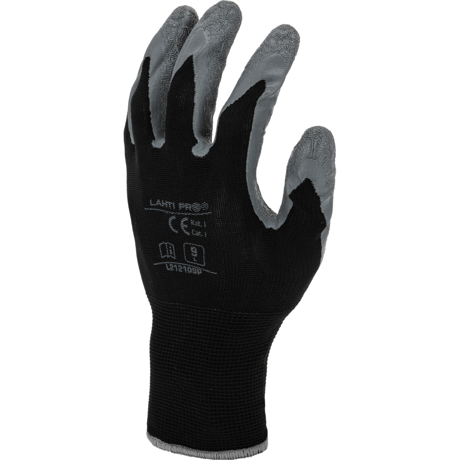 Arbetshandskar 12par LATEX BLACK-GREY, CE, LAHTI