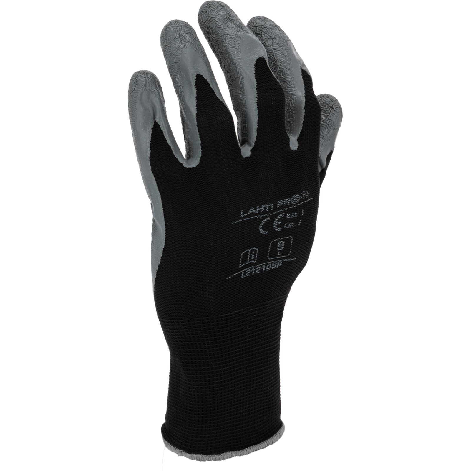 Arbetshandskar 12par LATEX BLACK-GREY, CE, LAHTI