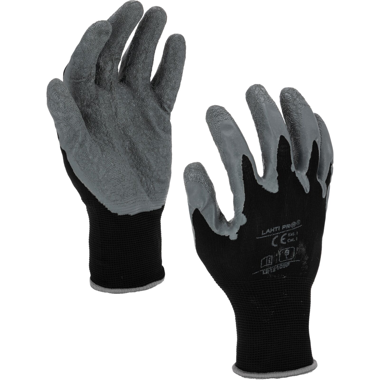 Arbetshandskar 12par LATEX BLACK-GREY, CE, LAHTI