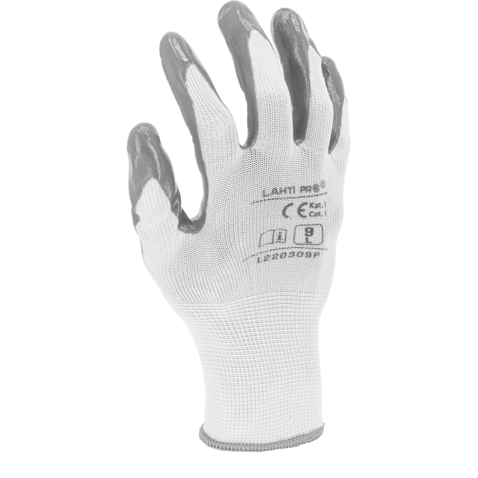 Gloves Nitrile Grey-White L220311P, 12 Pairs, 11 , CE, LAHTI