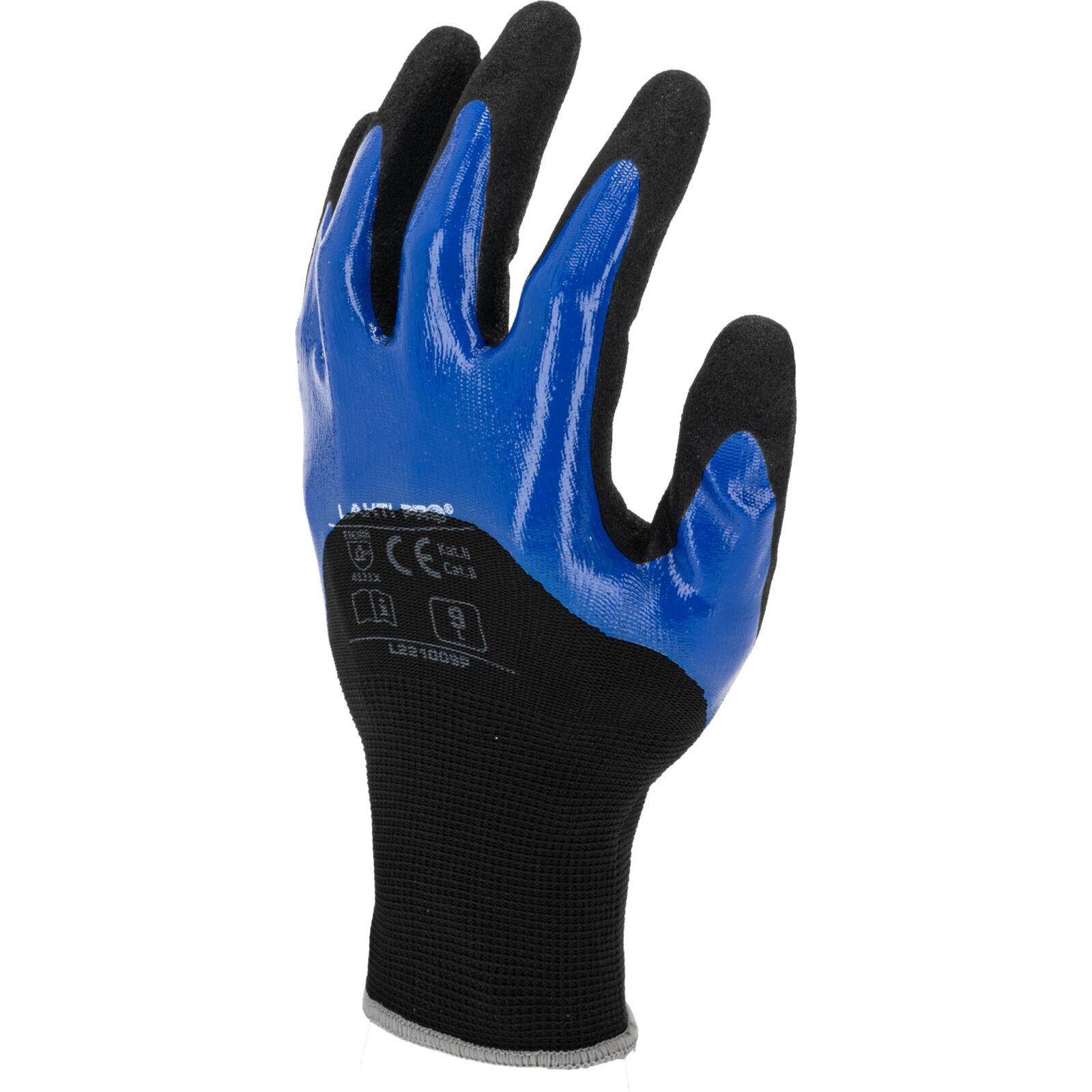 Nitrile gloves black-blue size 8, EN 388