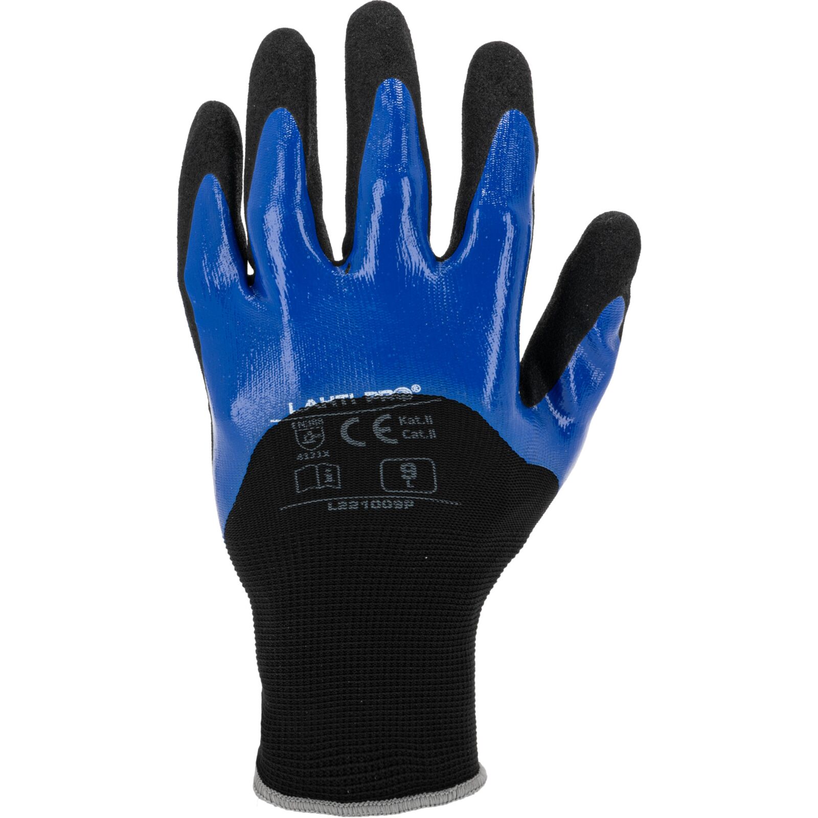 Nitrile gloves black-blue size 8, EN 388