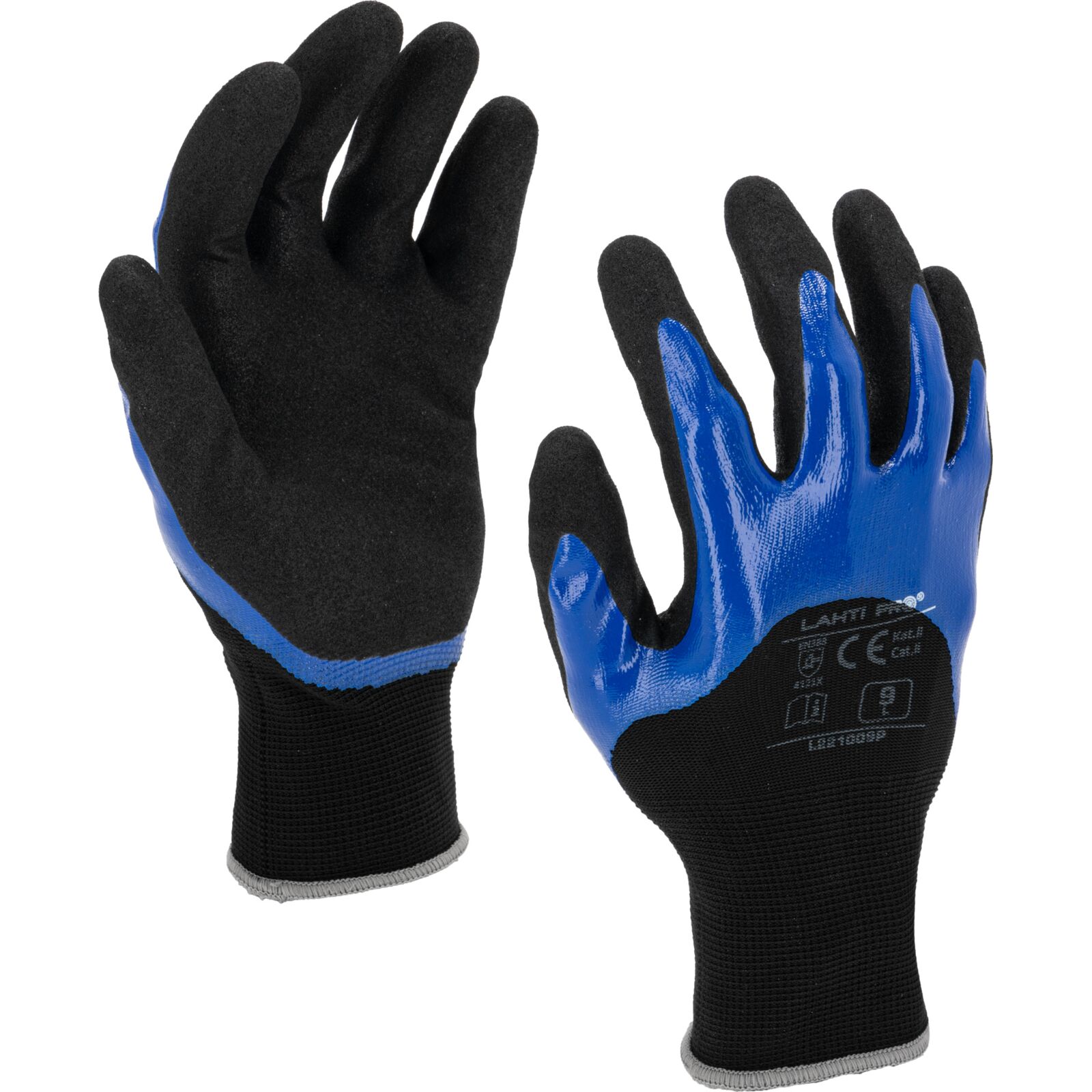 Nitrile gloves black-blue size 8, EN 388