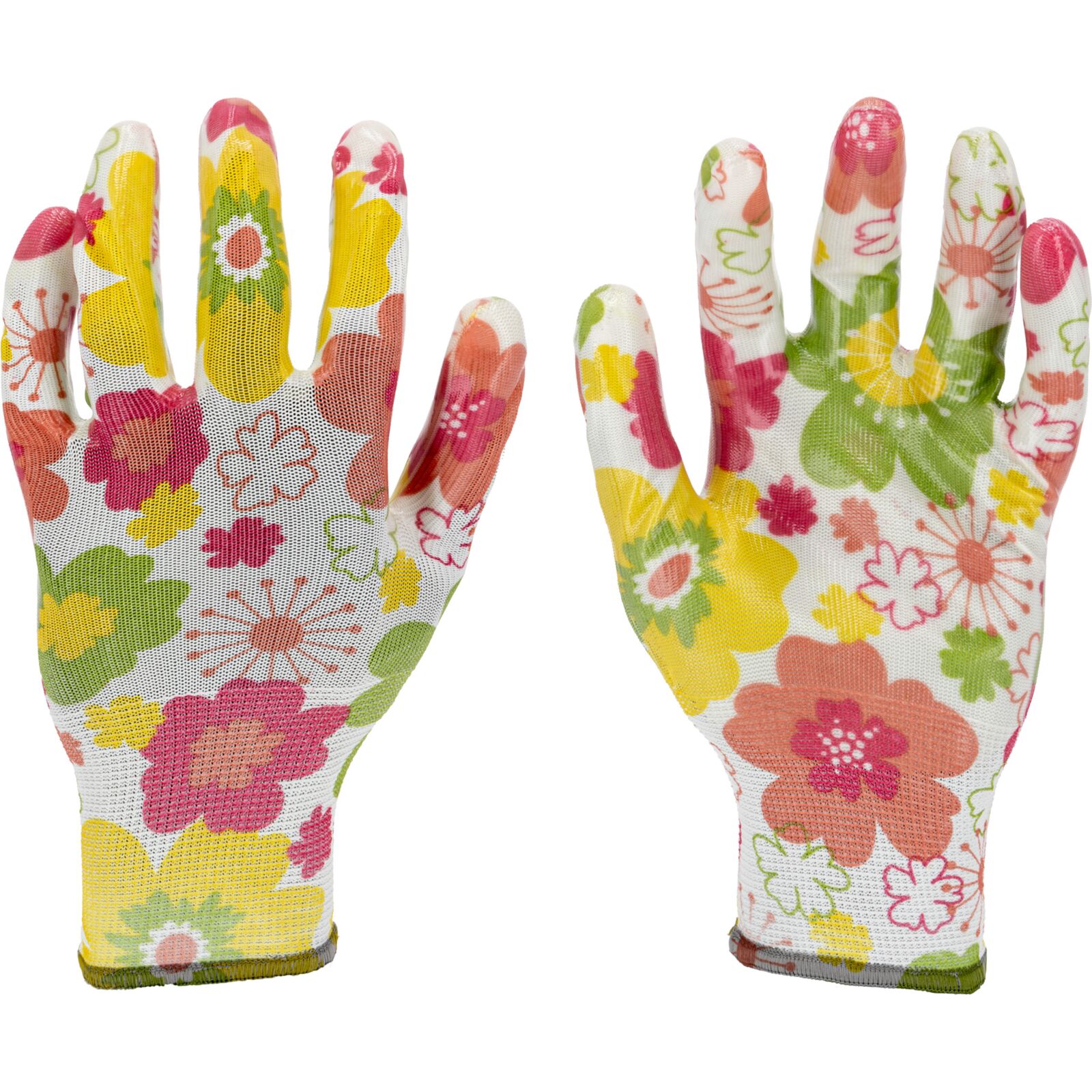 Nitrilhandskar rosa med blommönster, stl 9