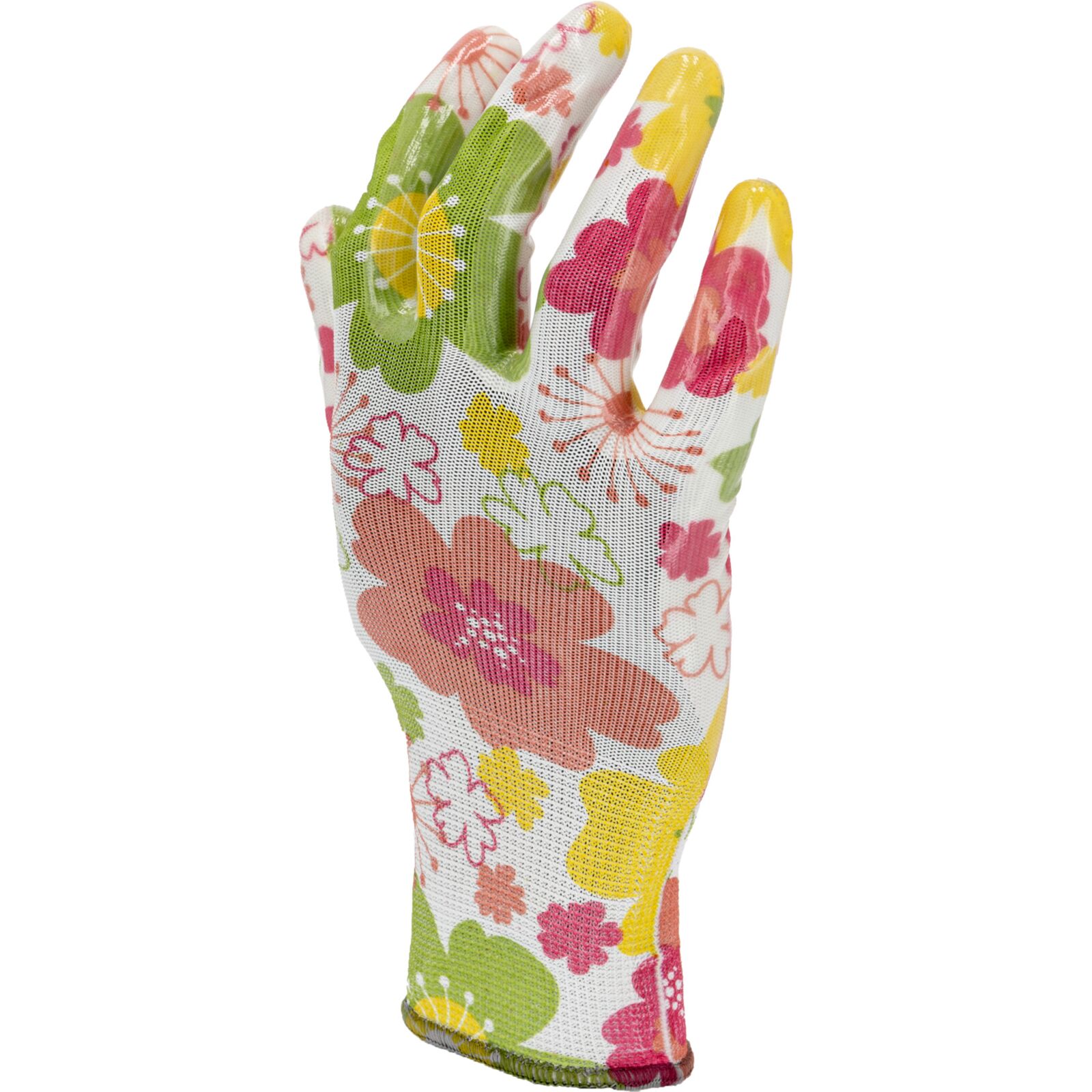 Nitrilhandskar rosa med blommönster, stl 9