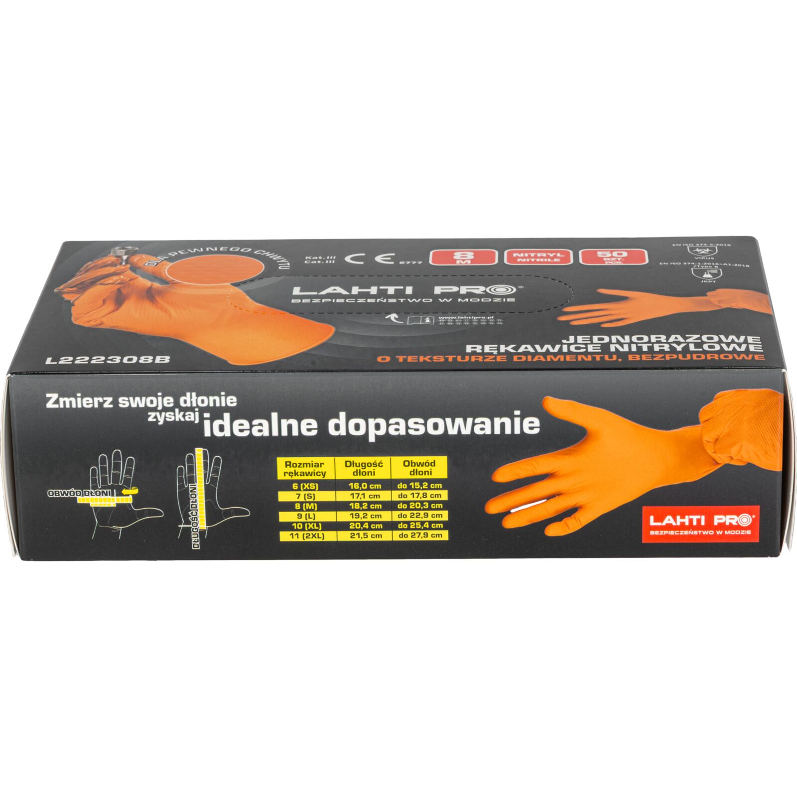 Gloves Nitrile Orange, 50 pcs., 7, CE, LAHTI