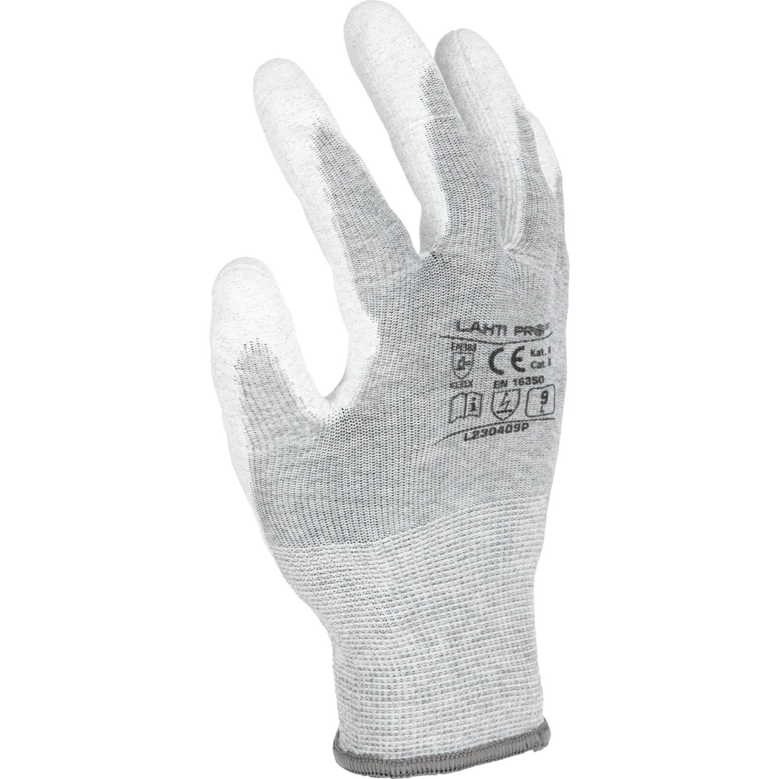 Gloves Pu Antistat. White L230409P, (Butiksförp.), 9 , CE, LAHTI