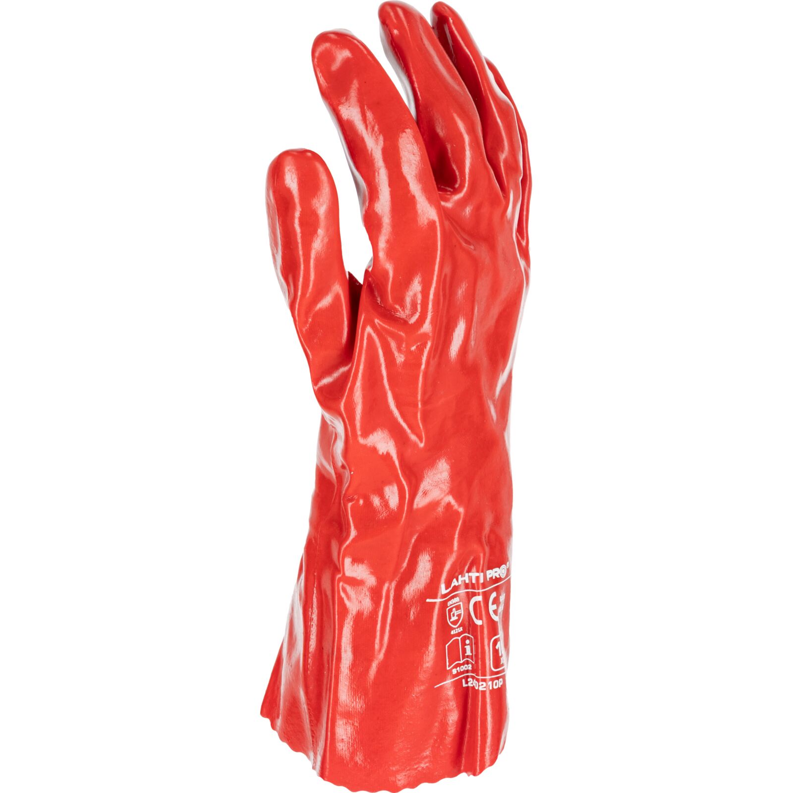 Long red PVC gloves size 10, 12 pairs