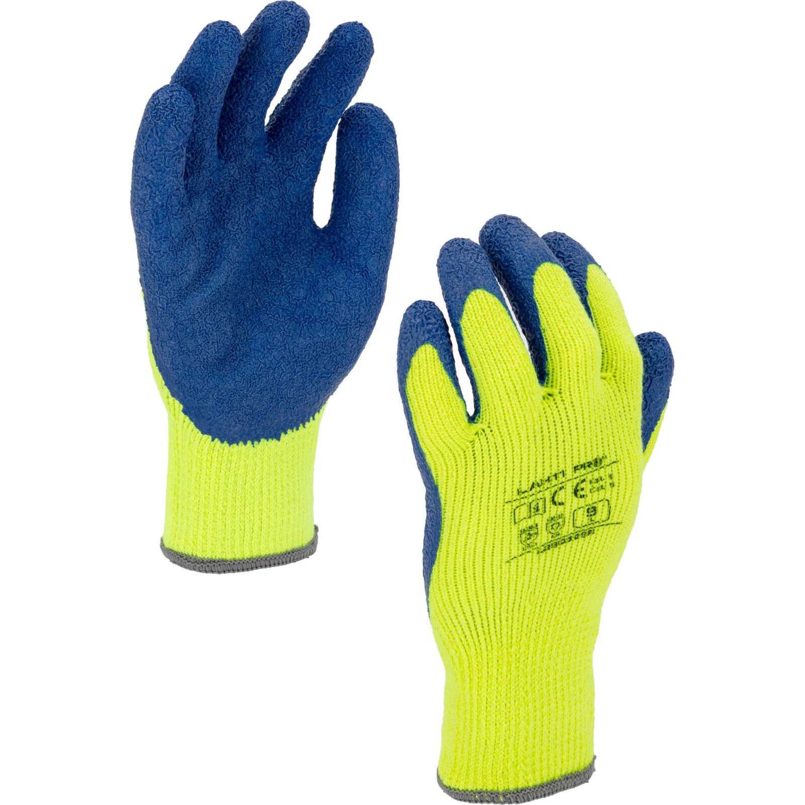 Gloves Winter, Latex-Coated Padded Protective Gloves Yellow, CE, LAHTI