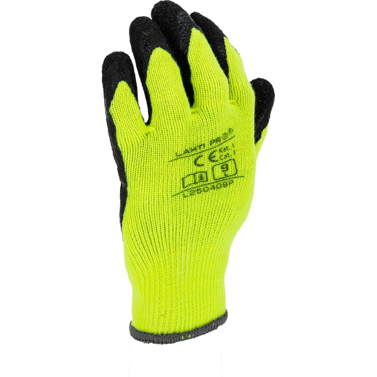 Gloves, Winter Latex-Coated Padded Protective Gloves, Black-Yellow, CE Certified, LAHTI