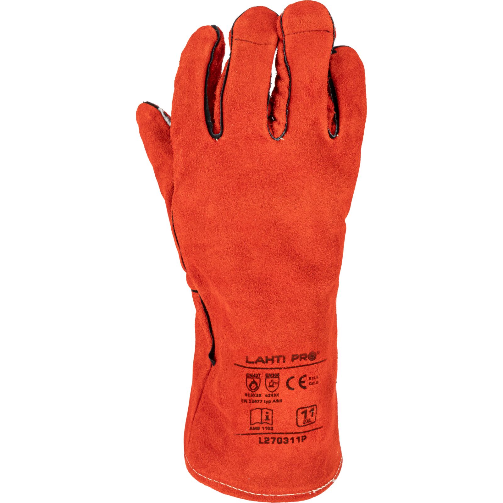 Gloves Leather, Welding, L270311P, Card, 11 , CE, LAHTI