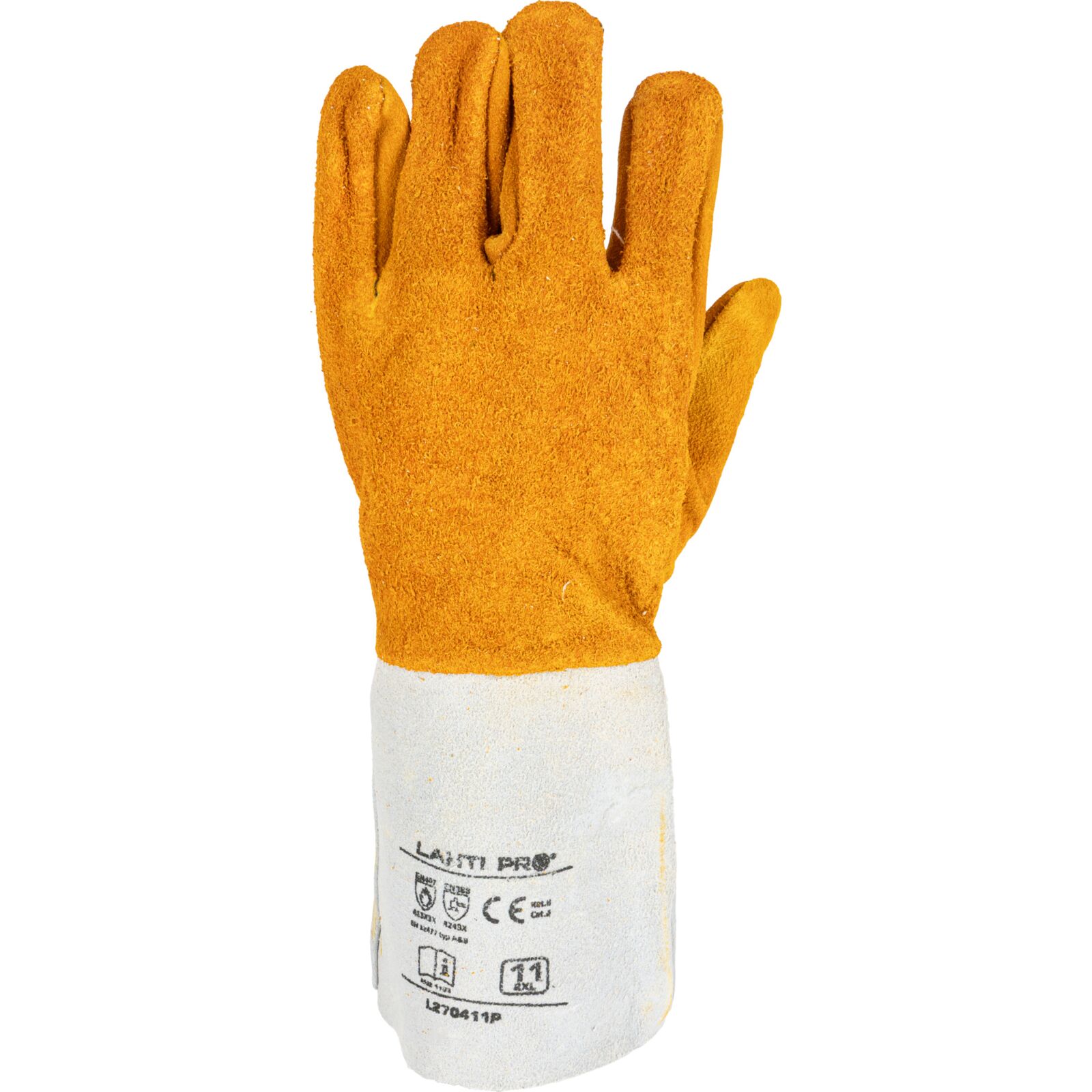 Gloves Leather, Welding, L270411P, Card, 11 , CE, LAHTI