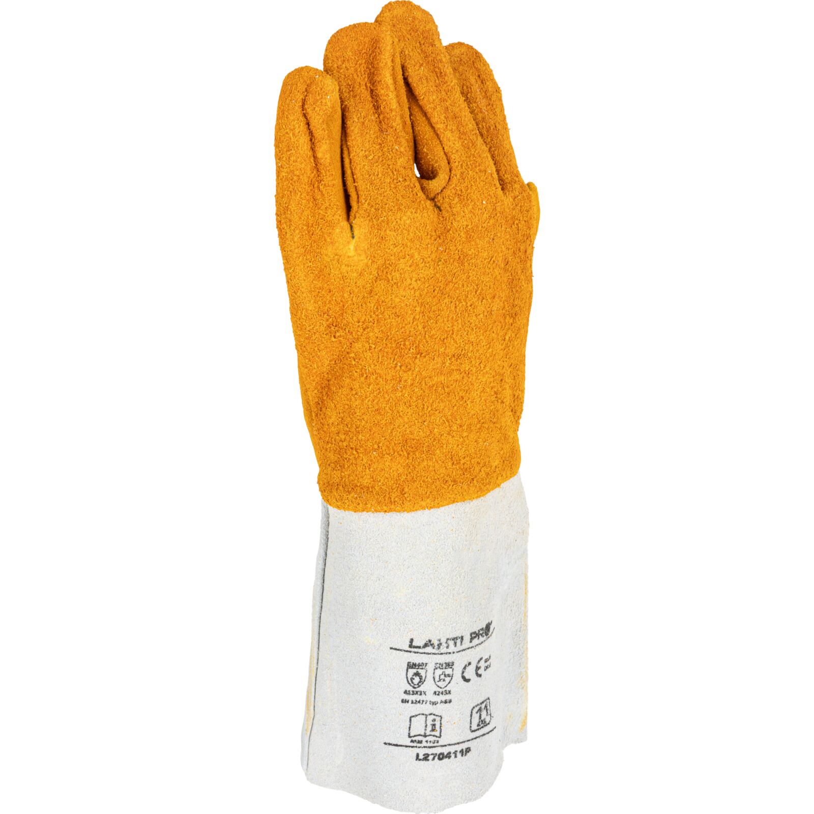Gloves Leather, Welding, L270411P, Card, 11 , CE, LAHTI