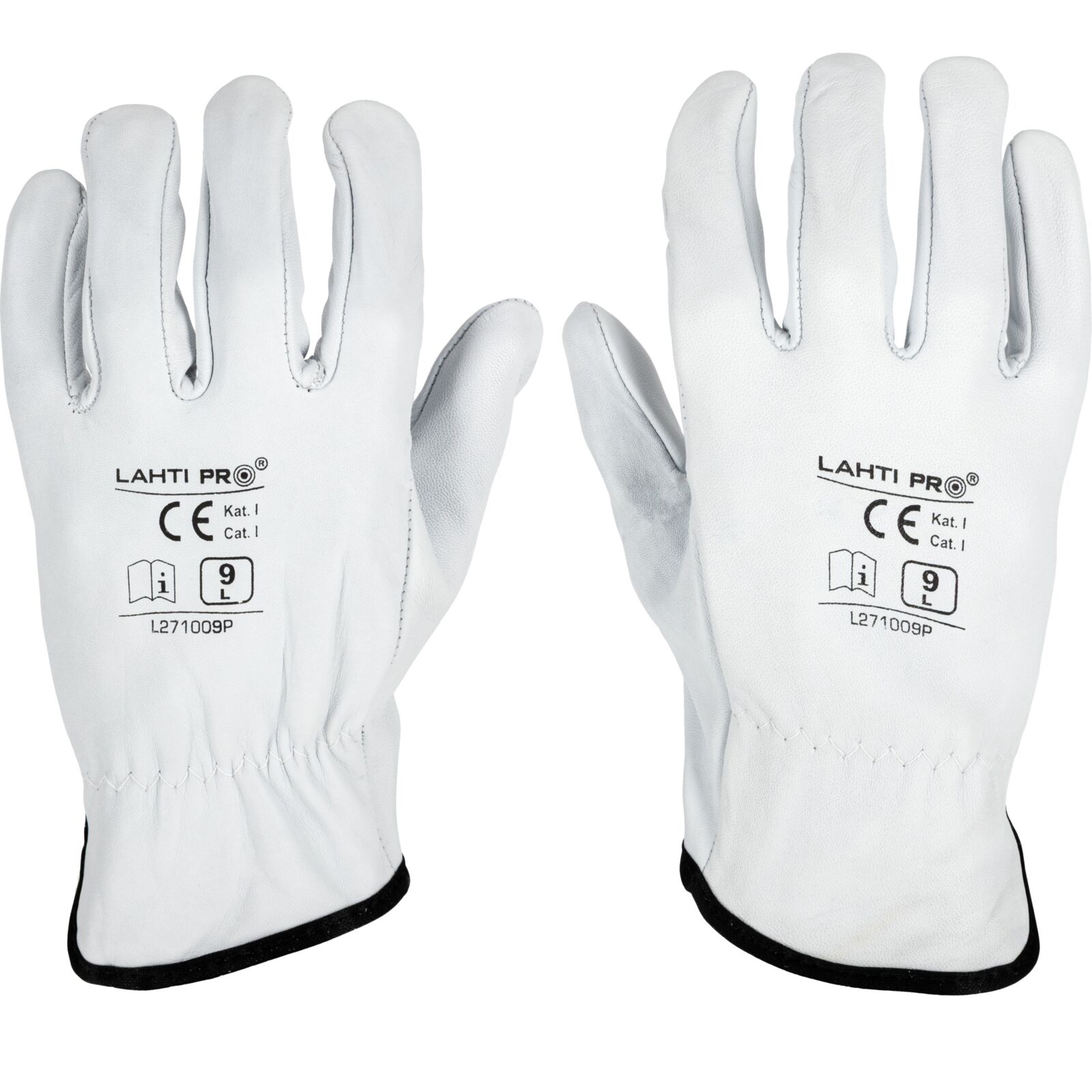 Handskar, äkta getskin, vita, st. 11, CE, EN 420, LAHTI PRO L2710