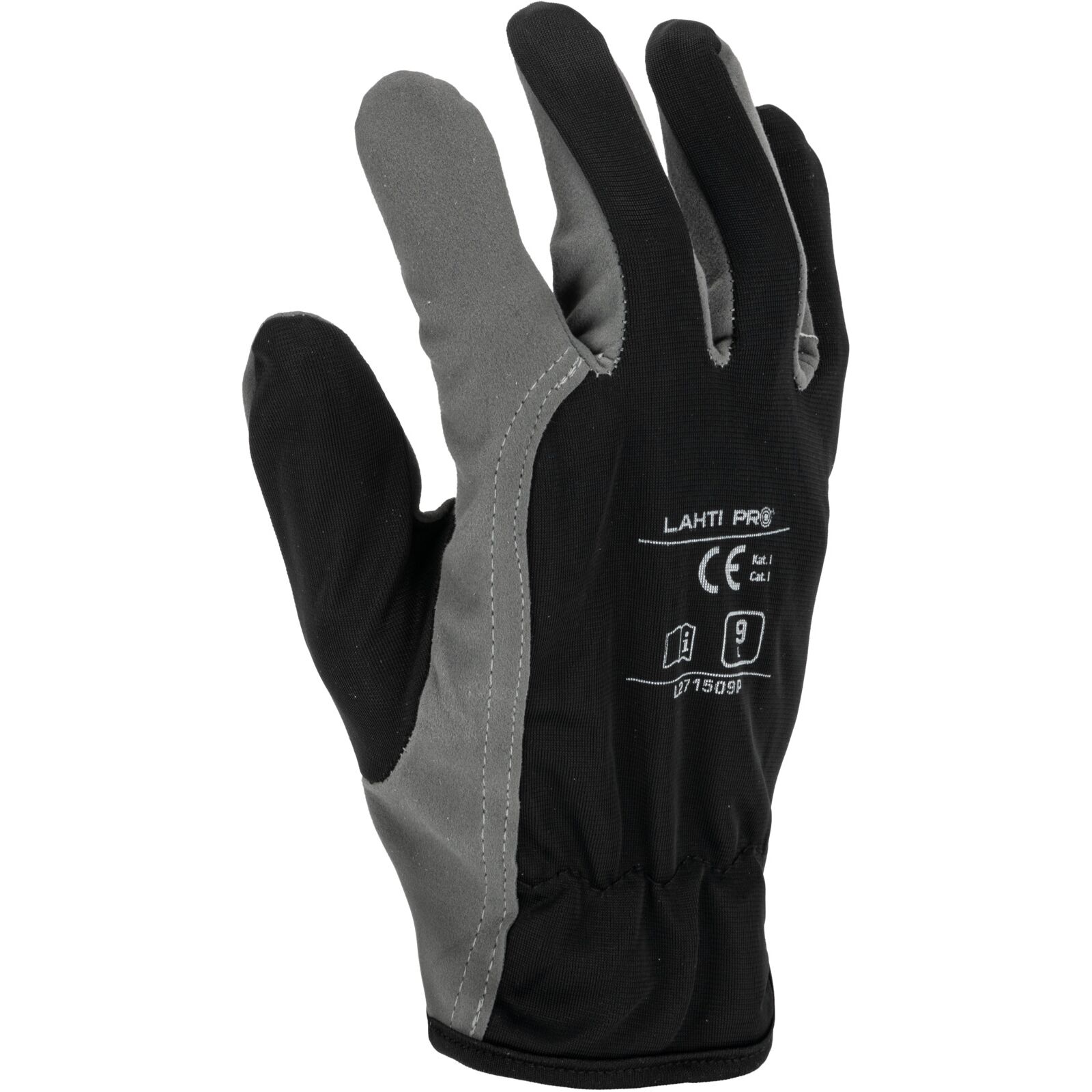 Synthetic leather work gloves, grey-black, size 8