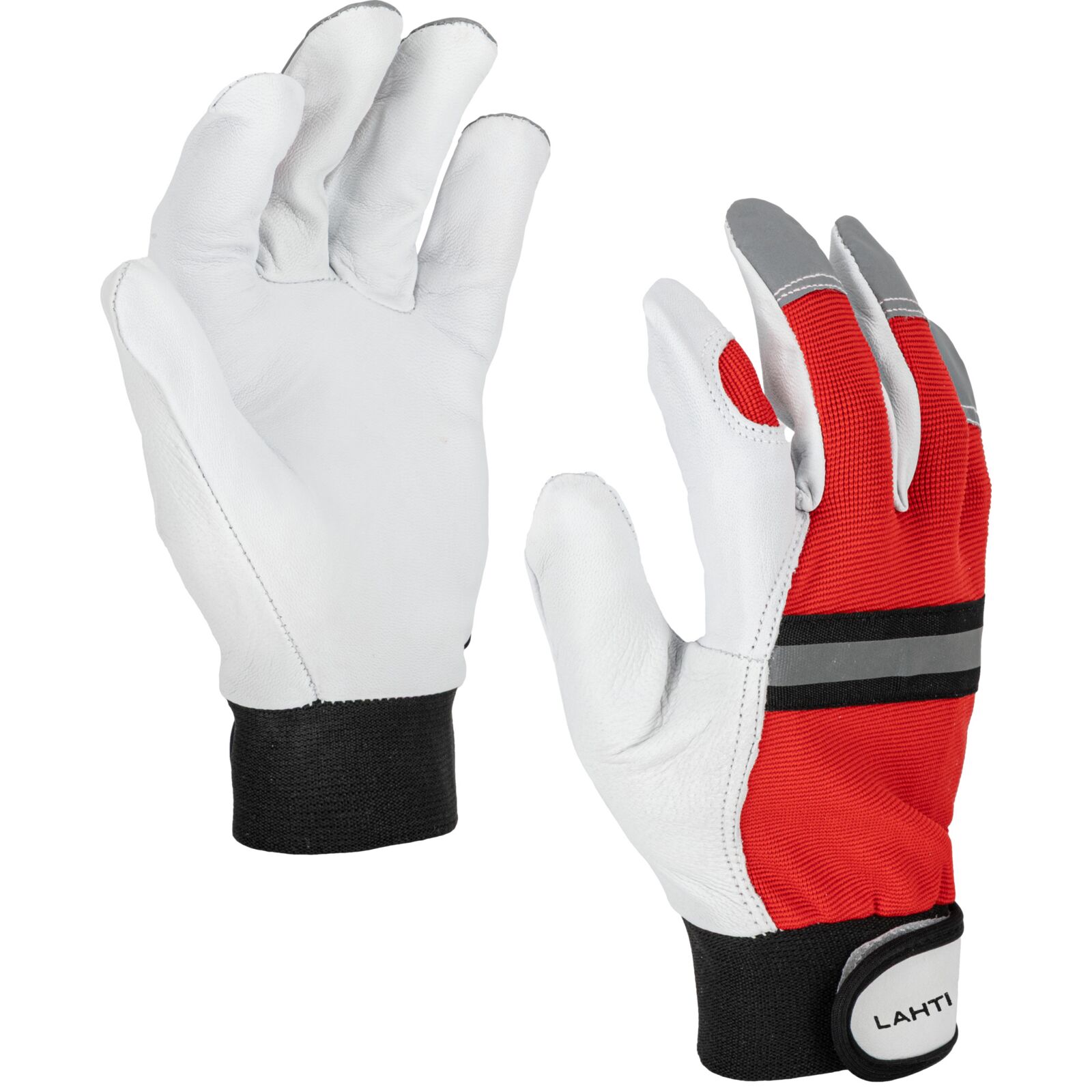 Red goat leather gloves, size 8