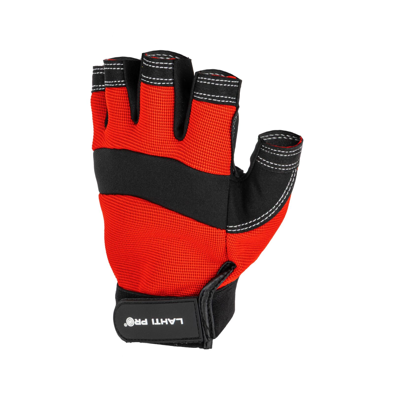 Handskar för mekaniker, svart-röda, utan fingrar, ventilerade, spandex, mikrofiber, CE, EN 420, LAHTI PRO L2806