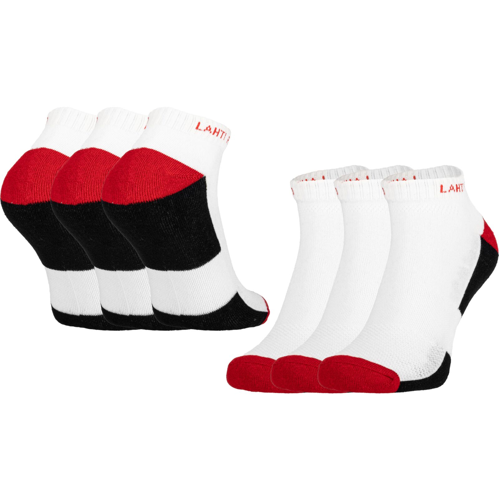 Work Socks White-Red Short, 3 Pairs, 43-46 , LAHTI