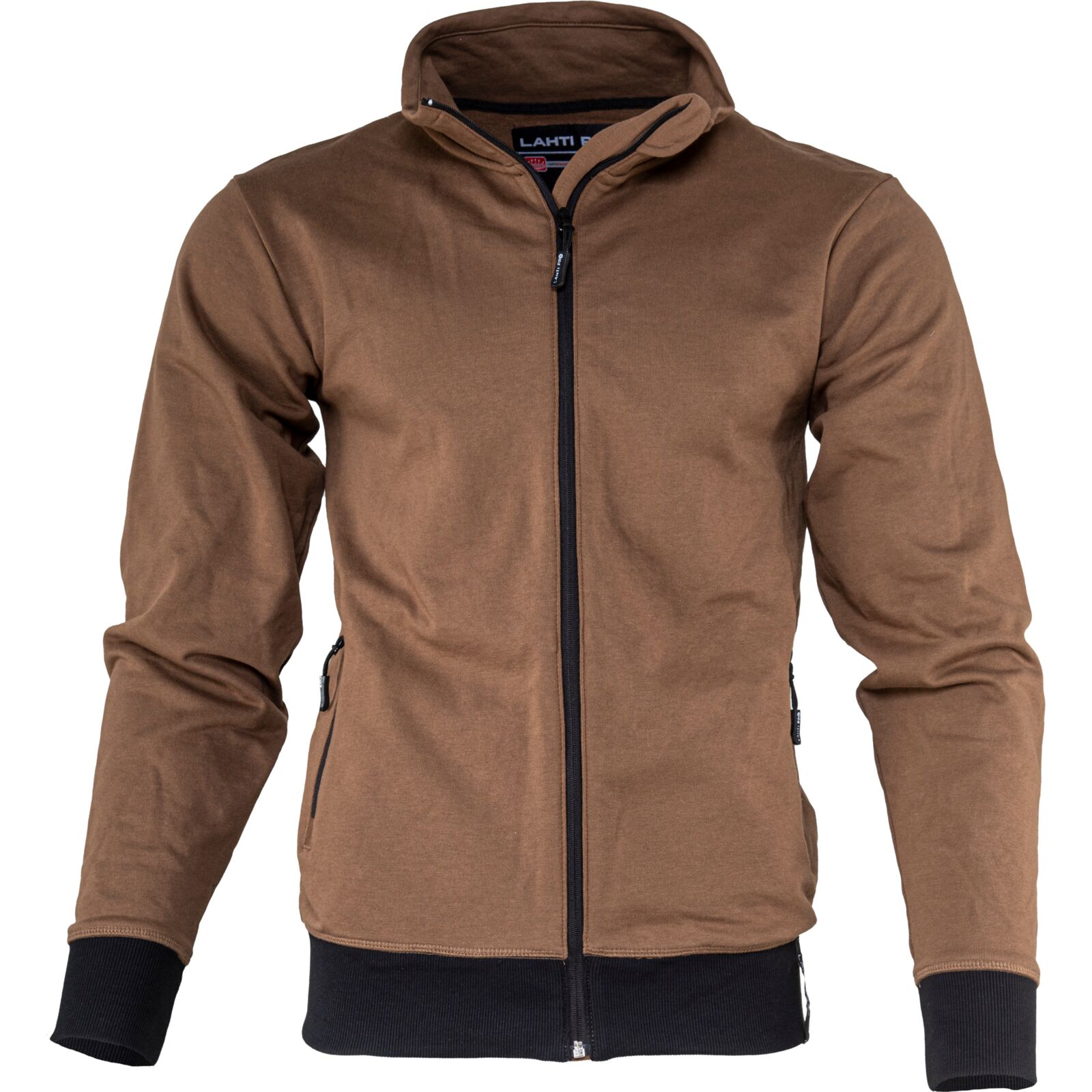 Sweatshirt med blixtlås brun, french terry 310 g/m²