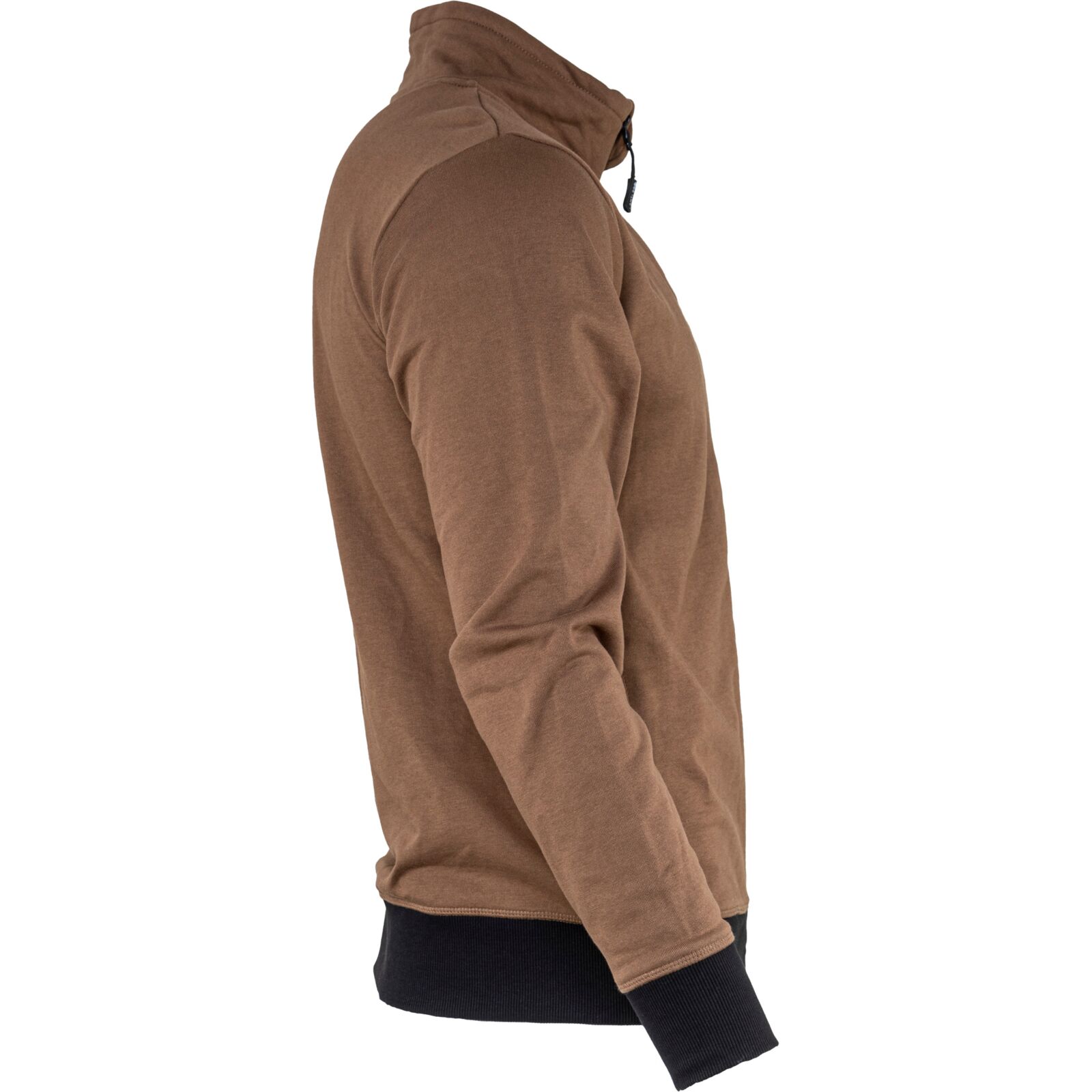 Sweatshirt med blixtlås brun, french terry 310 g/m²