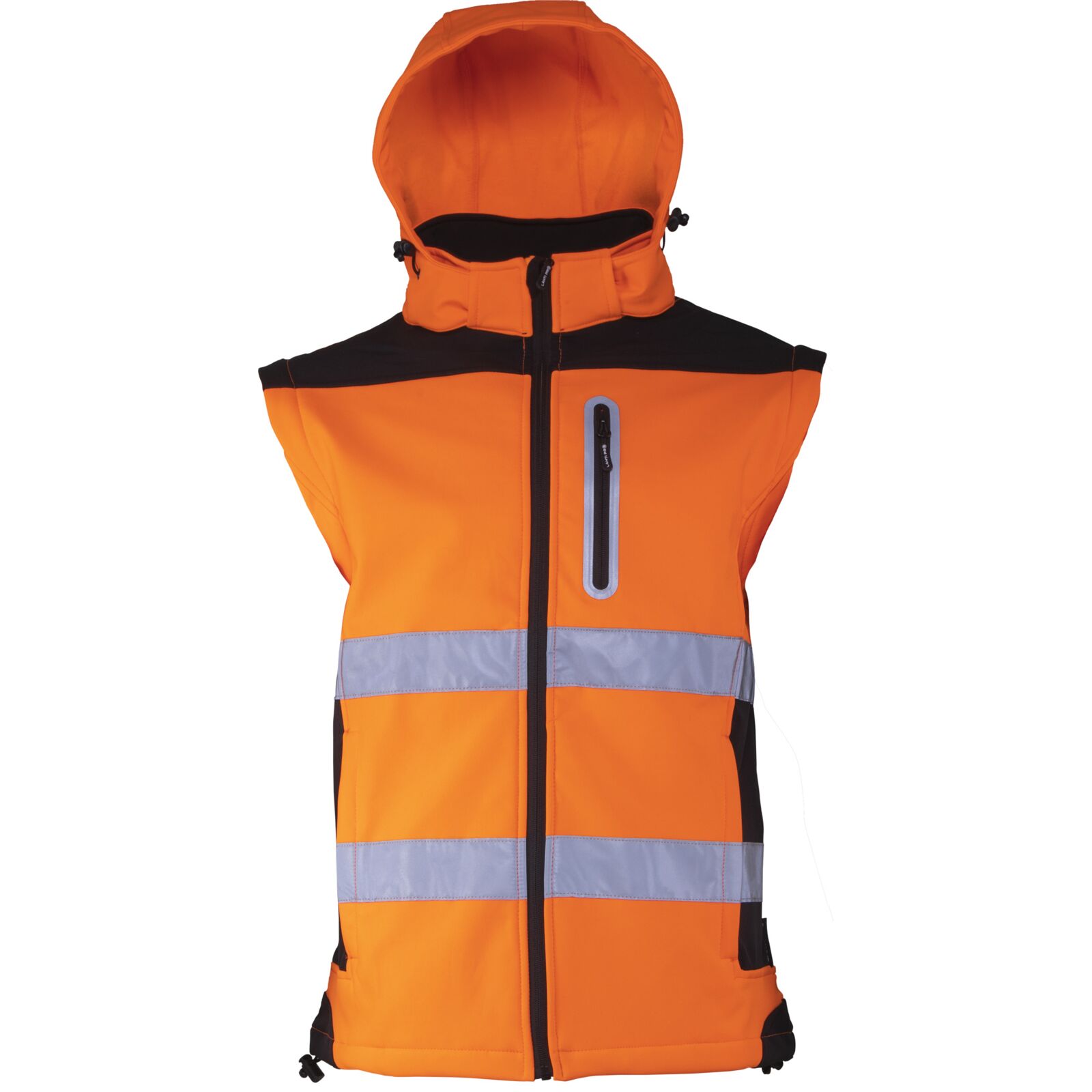 Varselsoftshelljacka orange, avtagbara ärmar